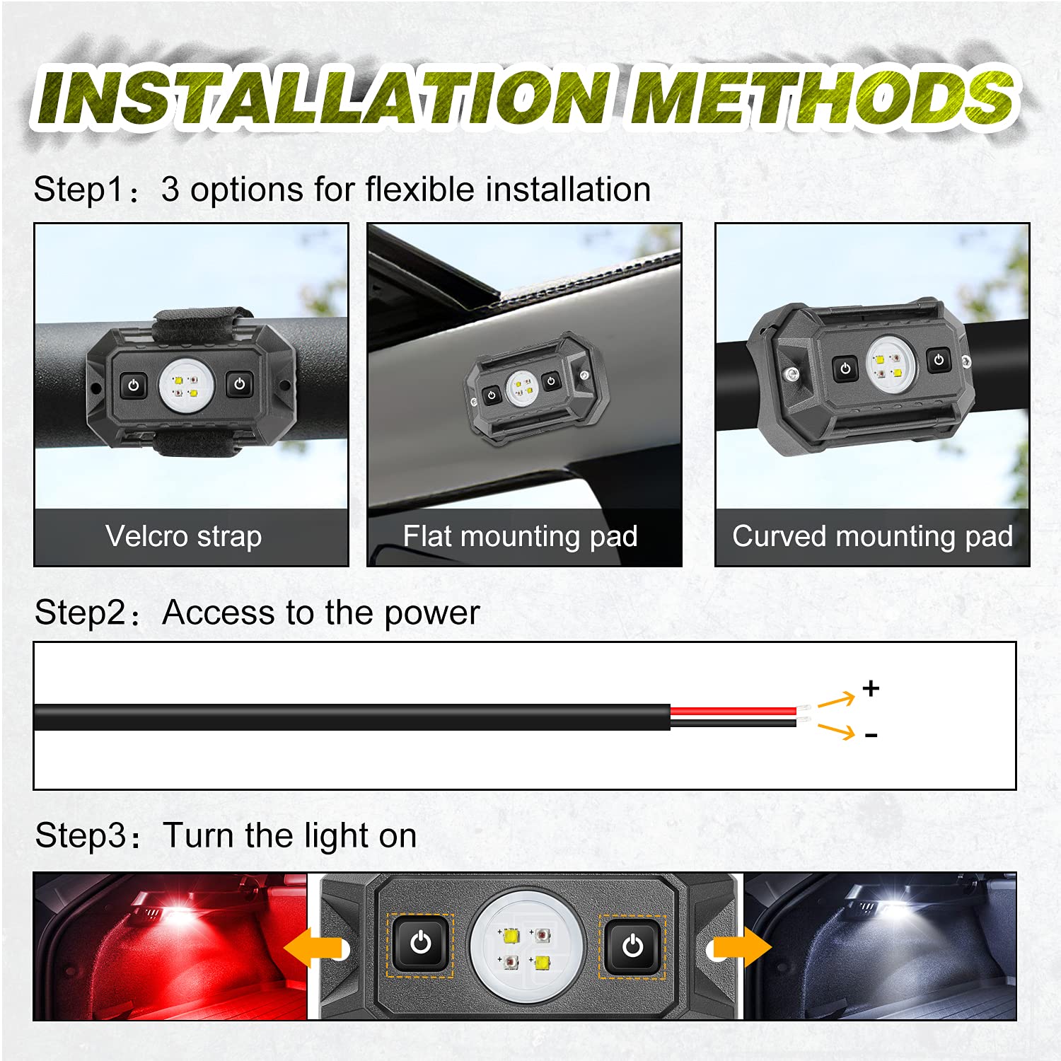 Waterproof LED UTV Dome Light - Red & White Interior Light with Switch for Polaris RZR, Ranger, Can-Am X3, ATV & RV - IP68 Aluminum Roll Cage Bar Light for Off-Roading, Camping & Night Work