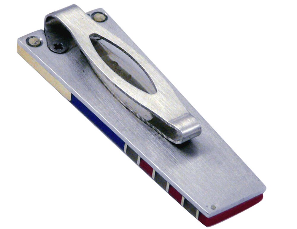 Mother of Pearl, Coral, and Lapis Lazuli Patriotic Gemstone Steel Money Clip - Perfect Gift for Men, Graduation, or Father's Day