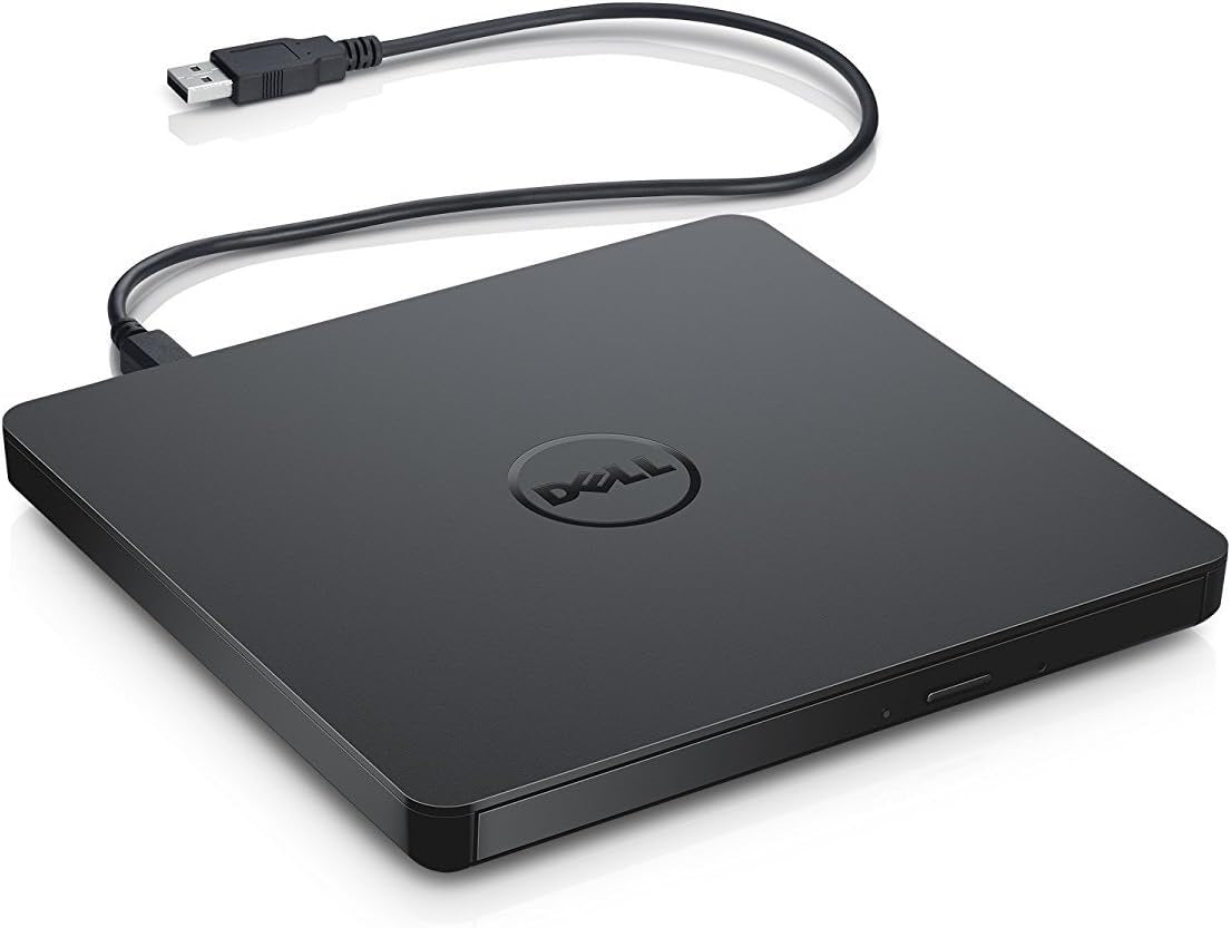 Dell DW316 Slim External DVD+/-RW Drive with USB 2.0 - Portable CD/DVD Burner for Laptop & Desktop - Perfect for Data Backup, Movie Playback & Software Installation