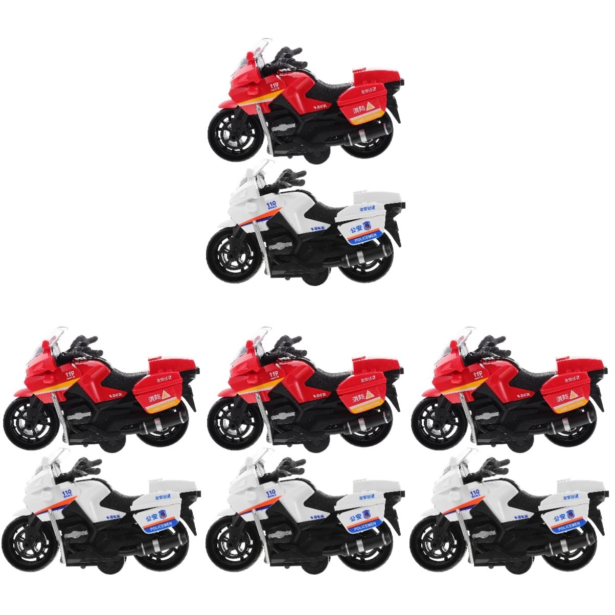 8 Pcs Mini Friction Powered Motorcycle Toy Set - Pull Back Racing Cars & Launcher for Boys Toddlers | Durable Plastic Motorcycle Toys for Kids Birthday Gifts & Pretend Play