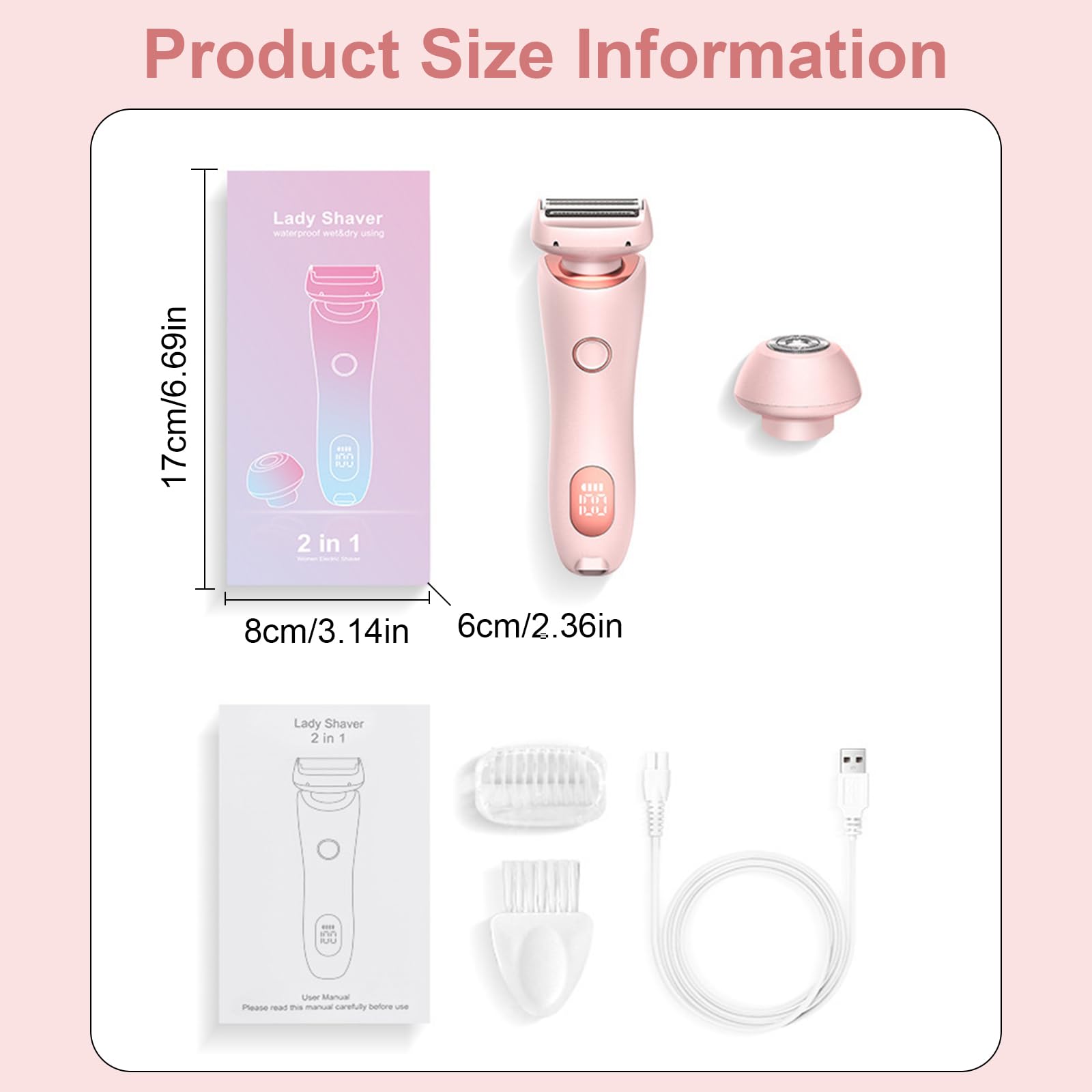 Best Women's Electric Shaver & Bikini Trimmer - Rechargeable Wet/Dry Hair Remover for Legs, Underarms & Pubic Area - Perfect for Travel, Gym & Quick Grooming at Home