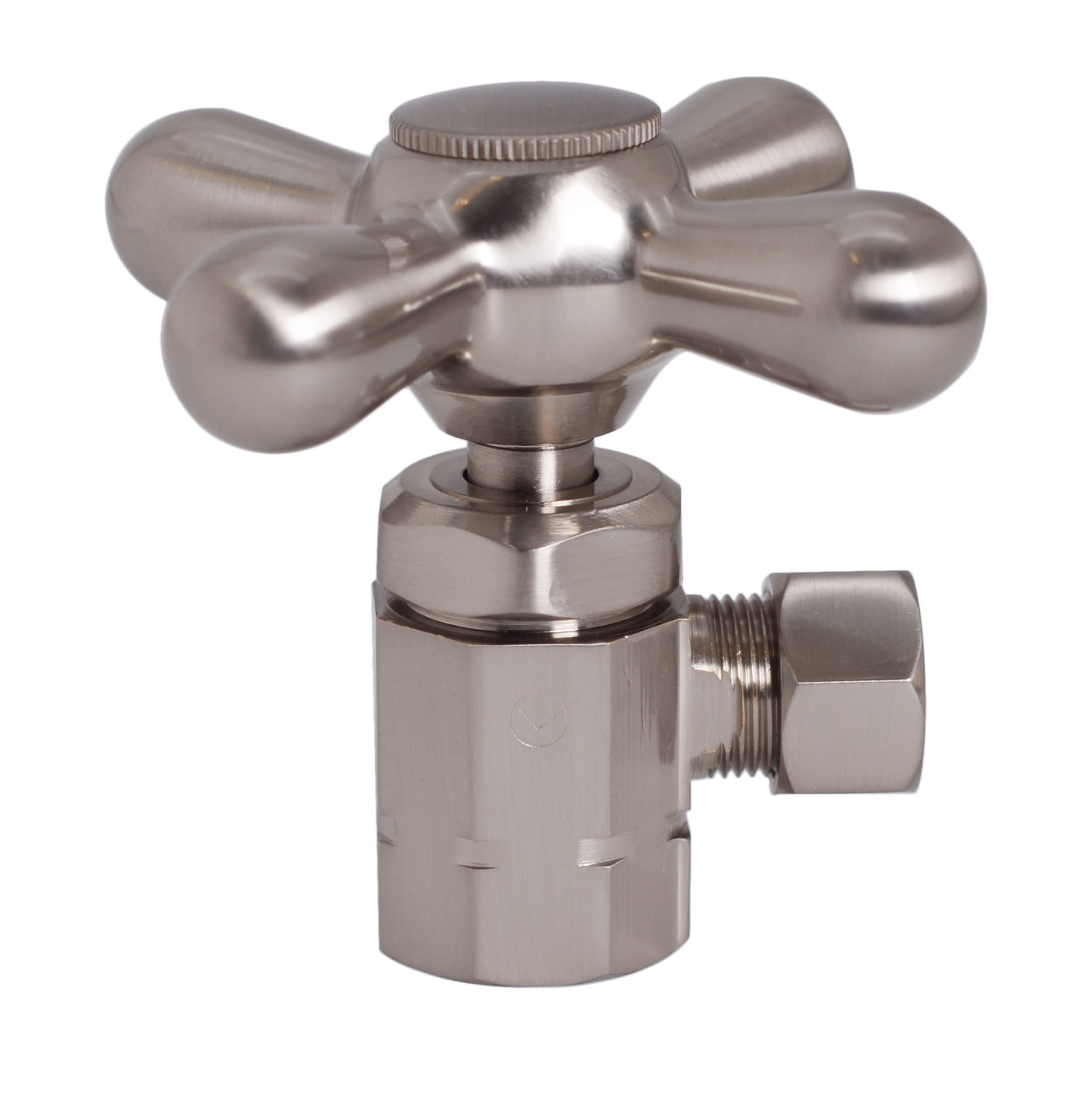 Westbrass D1812T-07 Toilet Tank Supply Kit with Cross Handle Angle Stop & Flat Head Riser - Satin Nickel Finish for Bathroom Plumbing Repair & Installation