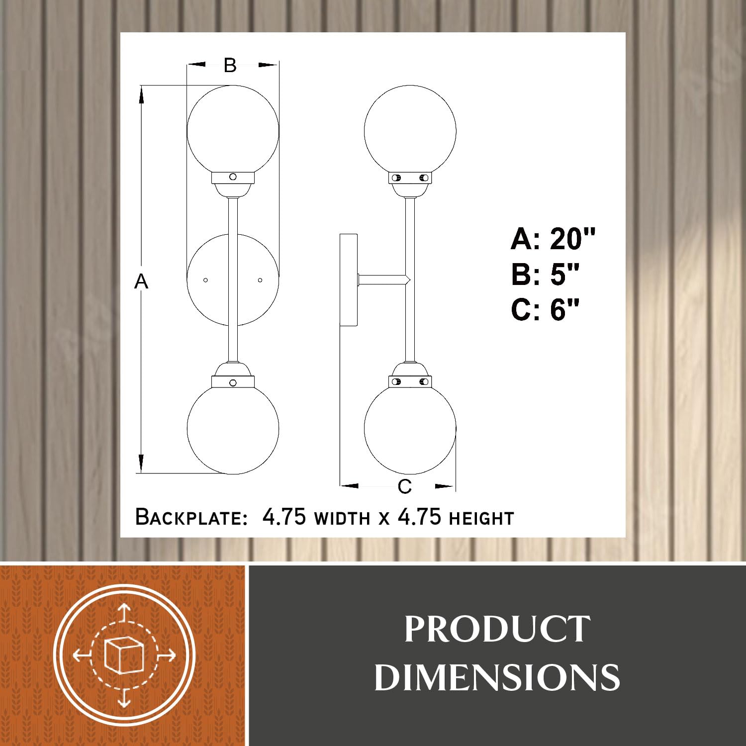 VAXCEL Orbit 2 Light Wall Sconce - Industrial Modern Brass & Oil Rubbed Bronze Fixture with Clear Glass Globe - Perfect for Bedroom, Living Room, and Hallway Lighting