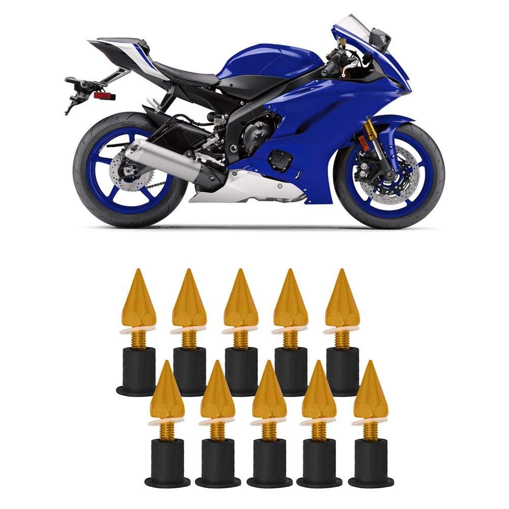 **M5 Motorcycle Wind Screen Bolts & Fairing Screws Kit - Universal Fit for Bikes & Scooters - Gold Spike Windshield Screw Nuts (Ideal for Custom Bike Upgrades & Windshield Repairs)**