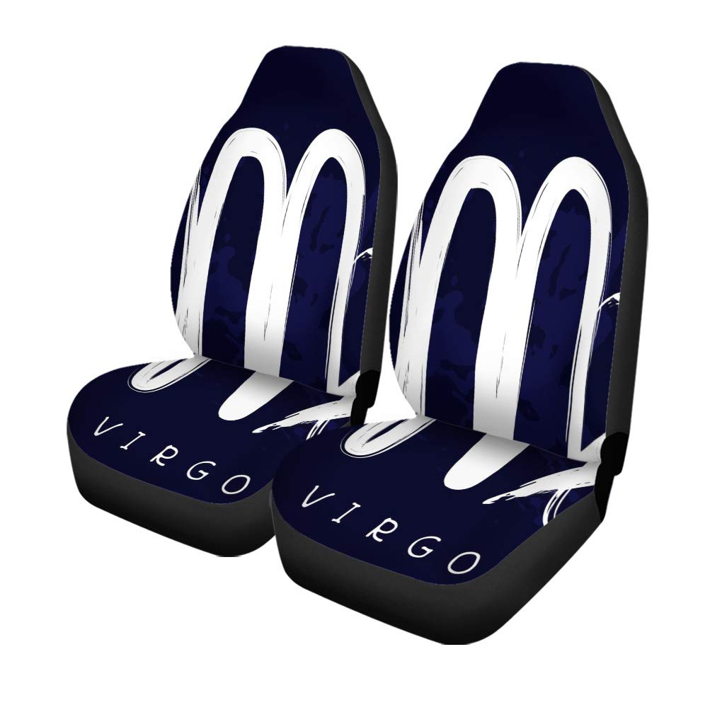 Pinbeam Zodiac Virgo Blue Car Seat Covers Set of 2 - Universal Fit for Cars, Trucks & SUVs | Astrology-Themed Auto Accessories & Protectors | Perfect for Daily Commute, Road Trips & Car Decor