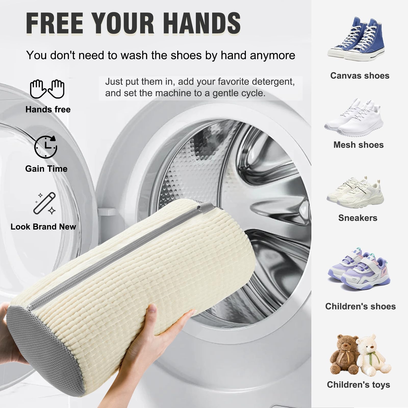1Pcs Shoe Washing Machine Bag - Reusable Laundry Shoe Bag for Washer & Dryer, Protective Sneaker Cleaning Bag with Free Travel Shoe Pouch | Perfect for Gym Shoes, Running Sneakers & Delicate Footwear Care