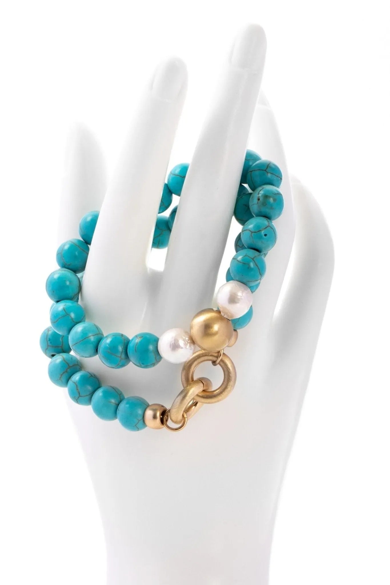 Pearl Stone Stretch Bracelet Set for Women - Natural Gemstone Beaded Elastic Bracelets - Boho Chic Jewelry for Everyday Wear, Yoga & Meditation