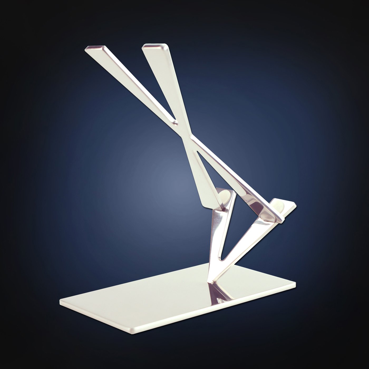 Modern Art Desk iPhone Stand Mr104 - Stainless Steel Mirror Polish (Patent Registered) - Compatible with iPhone, Google Pixel, Samsung Galaxy & iPad - Perfect for Typing, Video Calls & Office Use