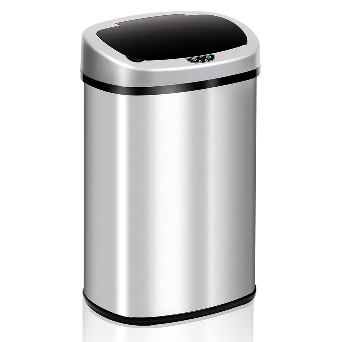 Automatic Touch-Free Stainless Steel Trash Can - 13 Gallon/50L High-Capacity Kitchen Garbage Bin with Lid for Bathroom, Bedroom & Home Office - Odor Control & Hands-Free Operation for Hygienic Waste Disposal