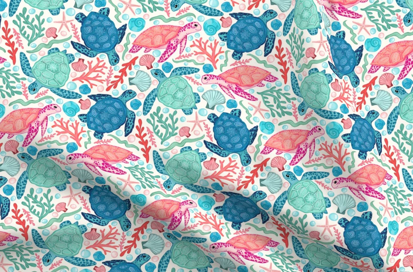 Pastel Sea Turtles Tropical Ocean Printed Minky Fabric by The Yard - Soft Plush Fabric for Baby Blankets, Quilt Backing, Sewing Projects - Perfect for Nursery Decor, Beach Themed Crafts & Coastal Home Decor