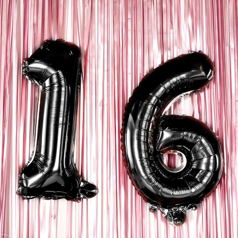 Black Mylar Number 6 Balloon - 16 Inch Large Foil Balloon for Birthday Parties, Anniversaries & Celebrations (1 Count Box)