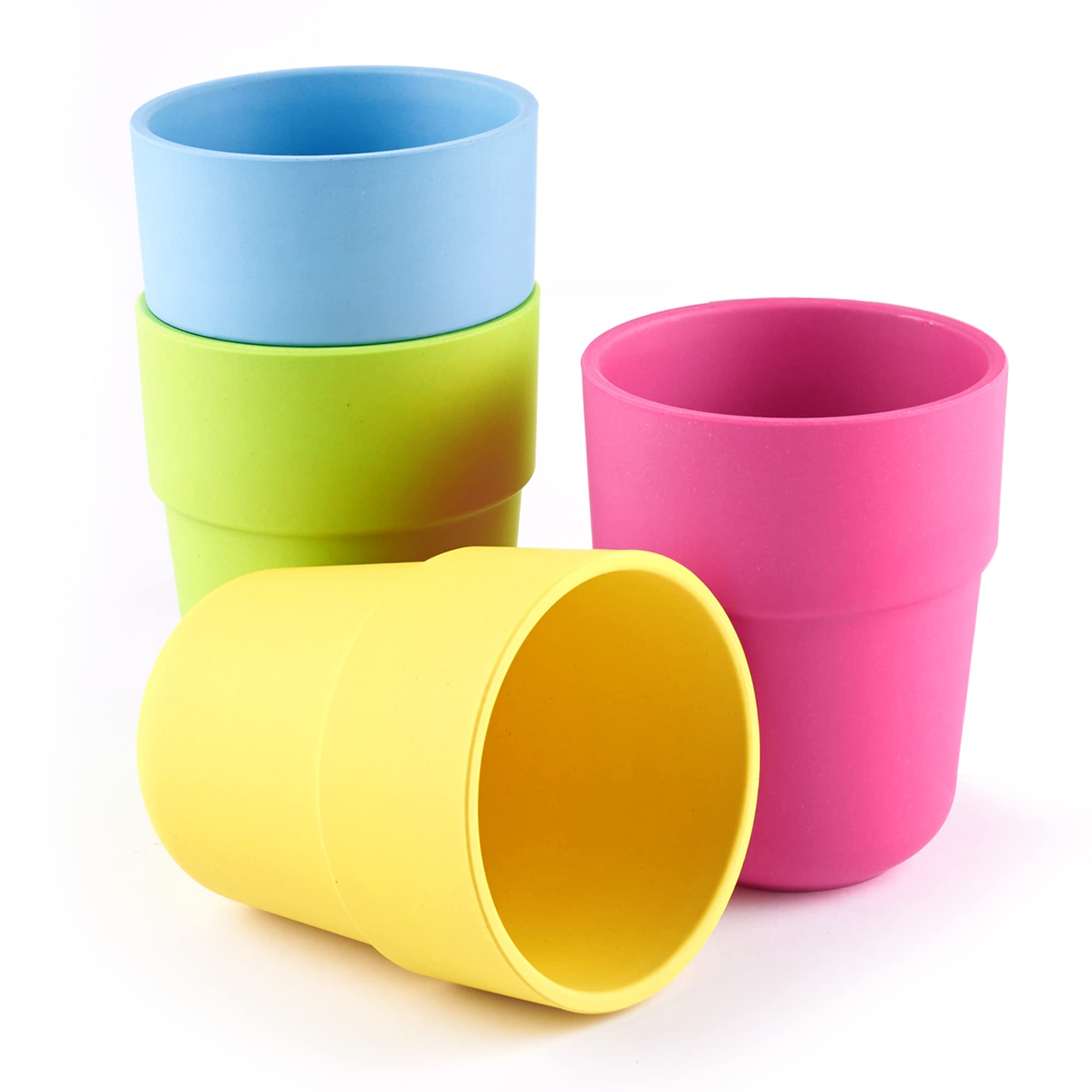GET FRESH PLA Kids Cups Set – 4-Pack BPA-Free & Melamine-Free Dinner Cups for Toddlers & Children – Microwave & Dishwasher Safe Stackable PLA Children's Dinnerware – Reusable Kids Tumblers for Juice, Milk & Water – Perfect for Home, School & Travel Use