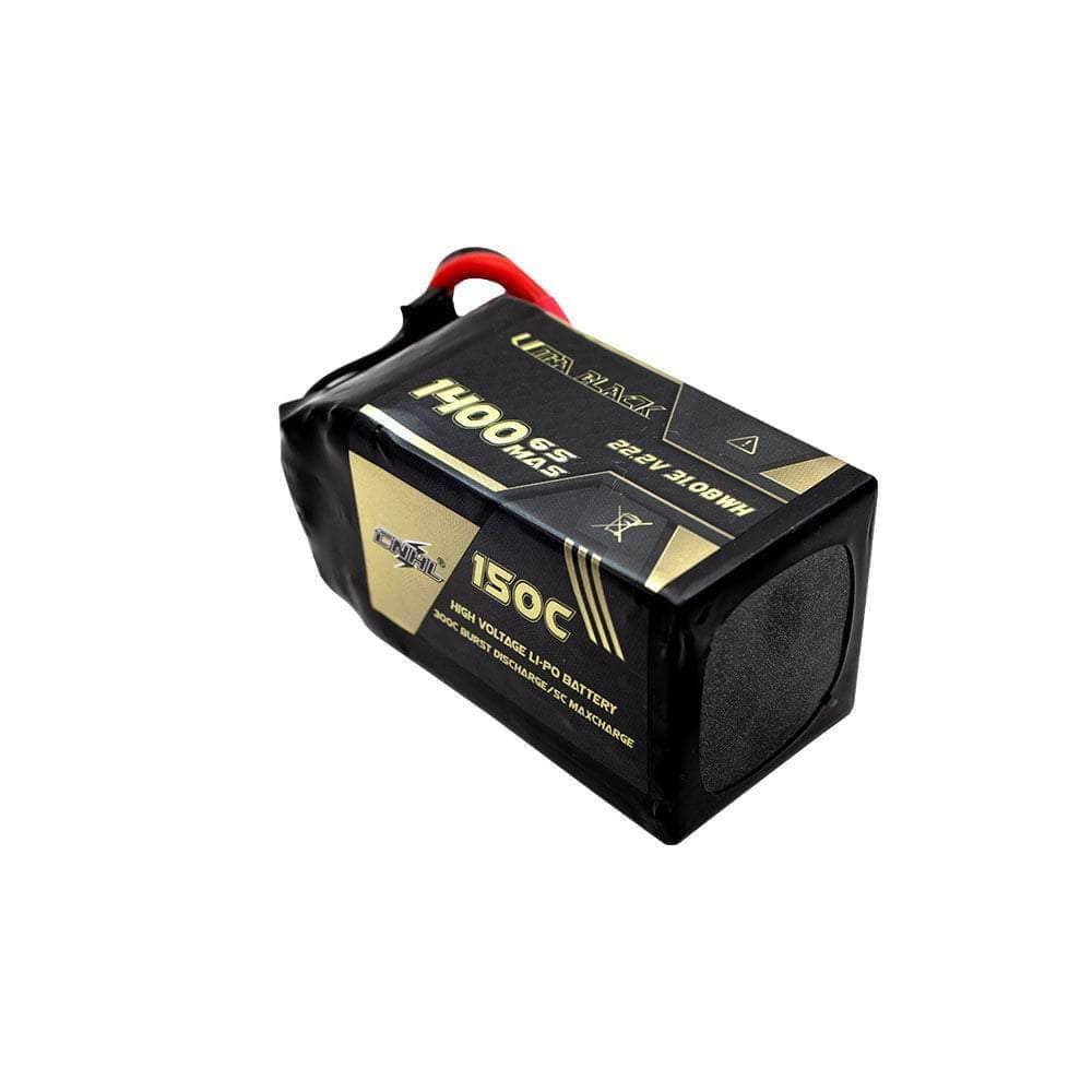 CNHL Ultra Black Series 22.2V 6S 1400mAh 150C LiPo Battery with XT60 Connector - High Performance RC Drone & Airplane Battery for FPV Racing and Long Flight Time