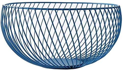 QTQHOME European Style Creative Iron Fruit Tray - Elegant Blue Fruit Bowl for Living Room, Kitchen & Dining Table | Perfect for Fruit Display, Snack Serving & Home Decor Storage