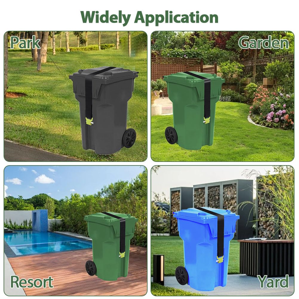 Bear Proof Trash Can Lid Lock - Heavy Duty Outdoor Garbage Bin Lock for Raccoons, Squirrels, Dogs & Rodents - Secure Trash Can During Storms & High Winds - Perfect for Camping, Backyards & Wildlife Areas