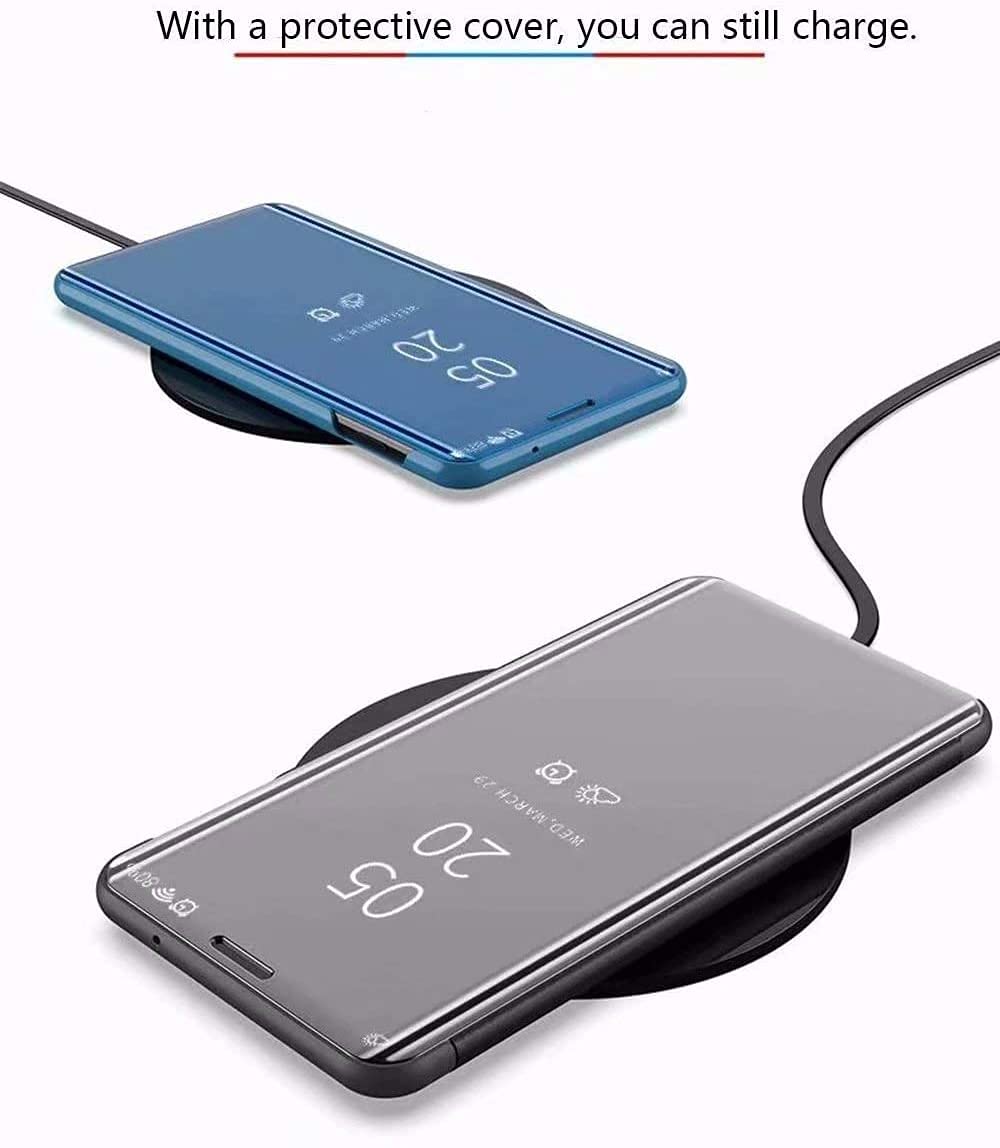Premium Wireless Charging Mirror Case for Samsung Galaxy A33 5G - Ultra Thin Luxury Smart Display Cover with Clear View (QH Purple) - Perfect for Work, Travel & Everyday Protection