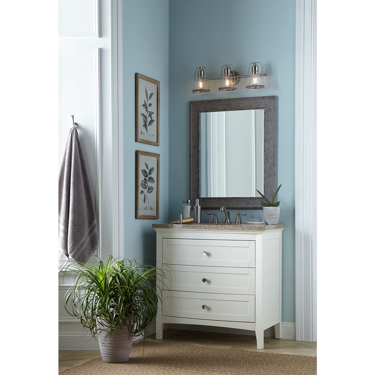 Conway Collection 3-Light Clear Seeded Glass Bathroom Vanity Wall Sconce - Perfect for Bathroom, Powder Room, and Dressing Area Lighting