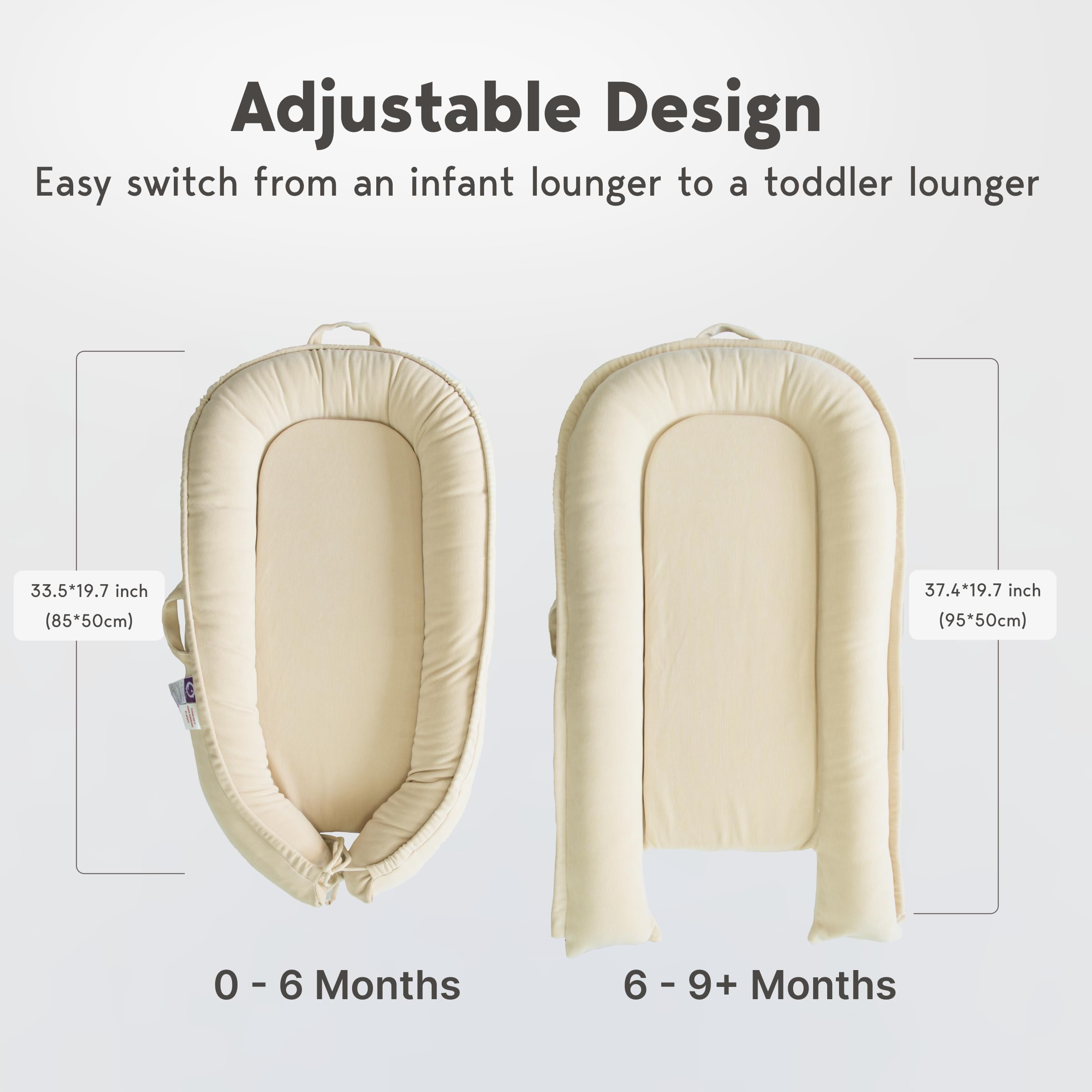 **Soft & Breathable Infant Lounger - 100% Cotton Baby Nest Cover for Newborns 0-12 Months | Portable Travel Bed for Boys & Girls | Cozy Corduroy Design (Creamy White) - Perfect for Napping, Travel & Playtime**