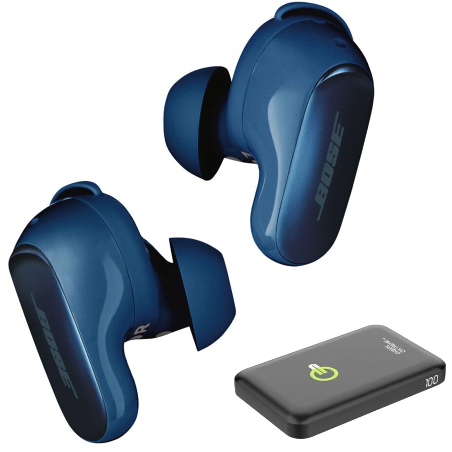 Bose QuietComfort Ultra Wireless Noise Cancelling Bluetooth Earbuds with Spatial Audio & World-Class ANC | Premium Sound for Travel, Work & Gym | Includes Green Extreme Charger (Lunar Blue)