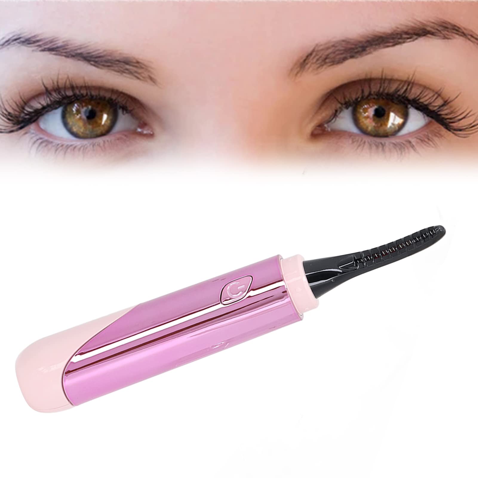 EXCLUZO Rechargeable Heated Eyelash Curler with 4 Temperature Settings - Long Lasting Battery, Ergonomic Curved Design for Salon & Home Use (Pink) | Perfect for Lash Lifting, Volume Enhancement & Natural Curling