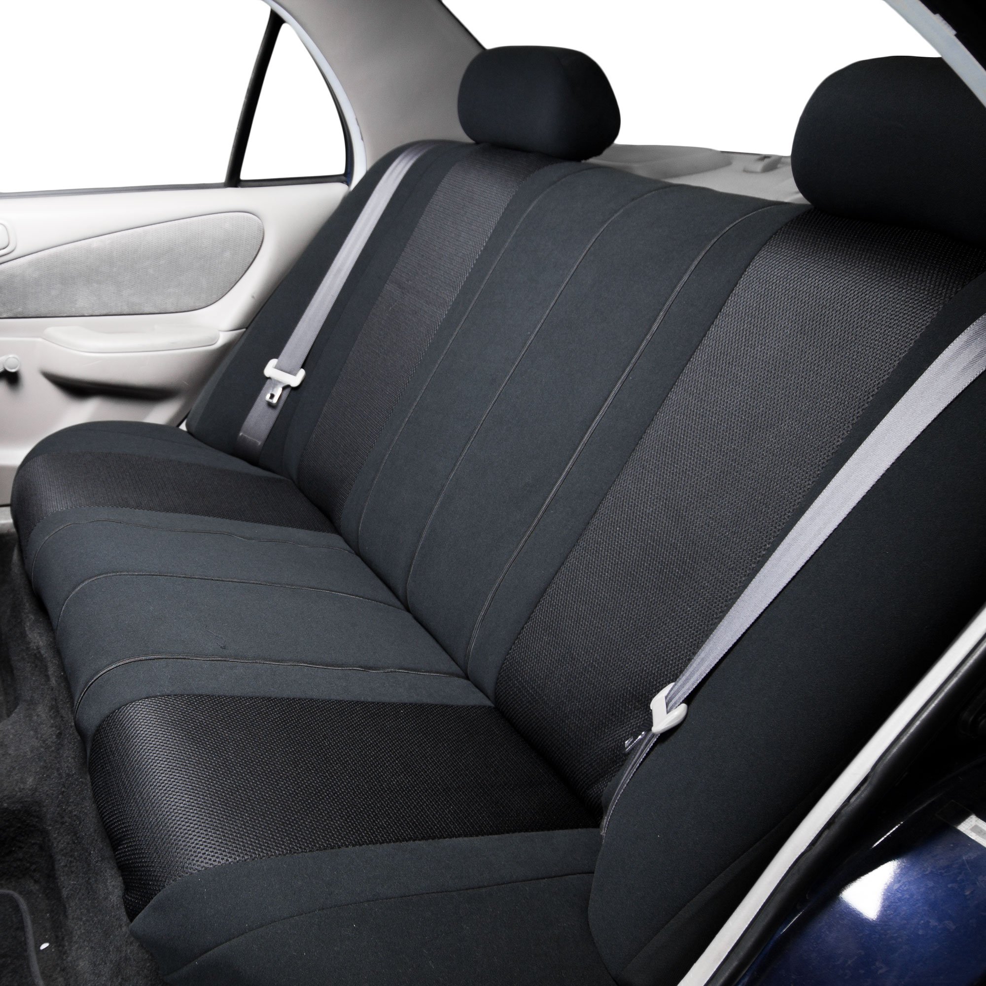 **FH Group Universal Black Sports Car Seat Covers Full Set - Airbag Compatible, Split Rear Design for Cars, Trucks & SUVs | Durable Interior Accessories for Daily Commute, Road Trips & Off-Road Adventures**