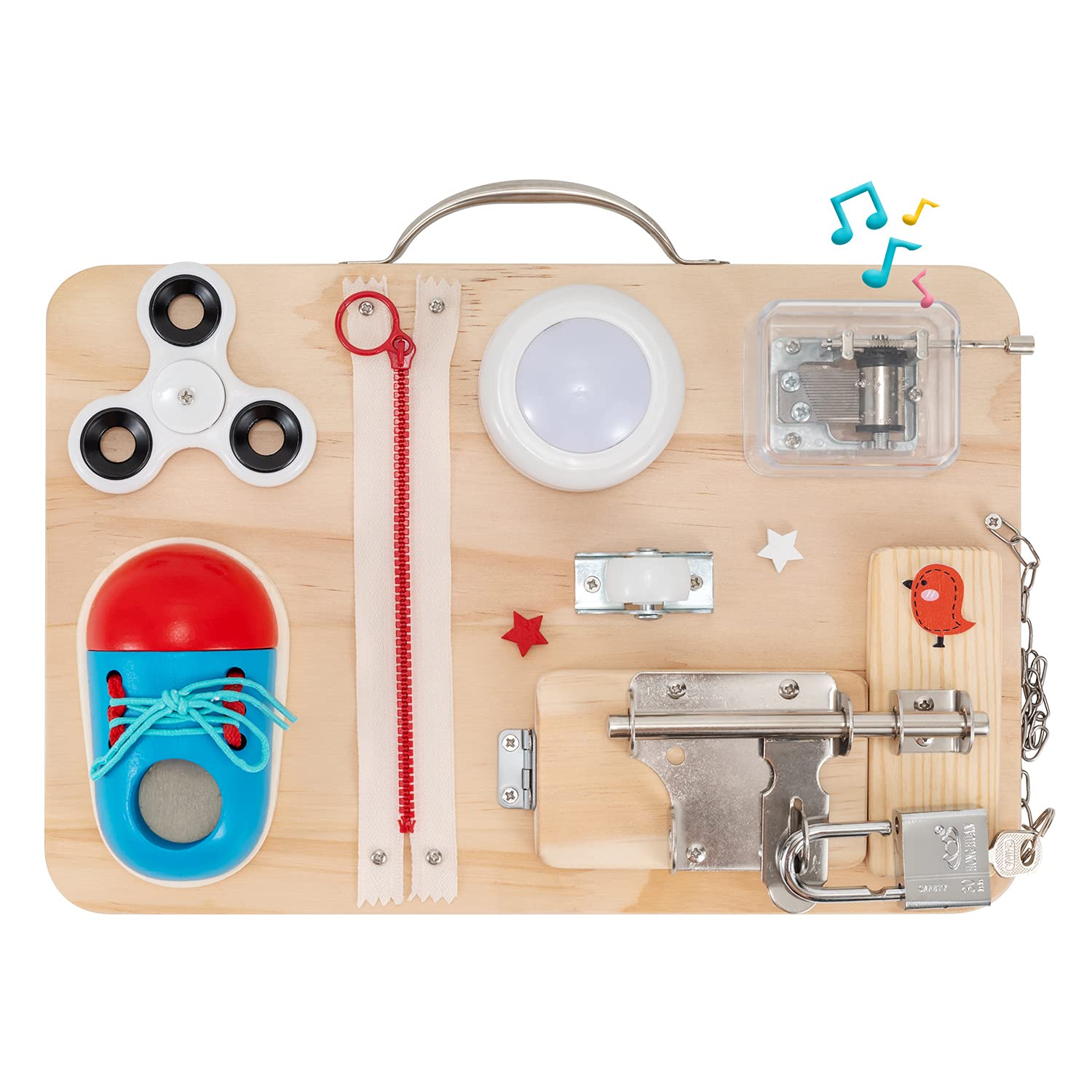 Montessori Busy Board for Toddlers - 8-in-1 Learning Toy with Dress Practice for Kids Ages 3-12 | Educational Travel Activity for Airplane & Car Rides | Perfect for Fine Motor Skills Development