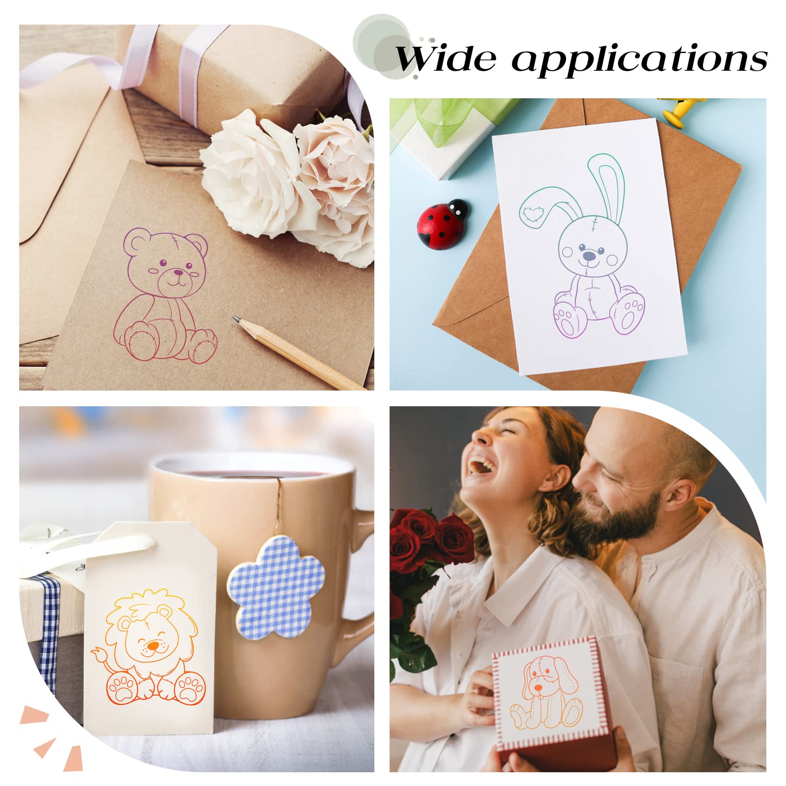 GlobleLand Transparent Silicone Animal Stamps - Bear, Lion, Elephant, Rabbit, Dog - DIY Scrapbooking, Card Making, Photo Album Decoration for Christmas, Birthday, Valentine's Day - Perfect for Handmade Greeting Cards, Journals & Paper Crafts
