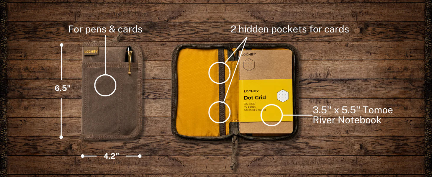 LOCHBY Pocket Journal - Refillable Leather Notebook for Writing, Sketching & Note Taking - Perfect for Travel, Work & Daily Use