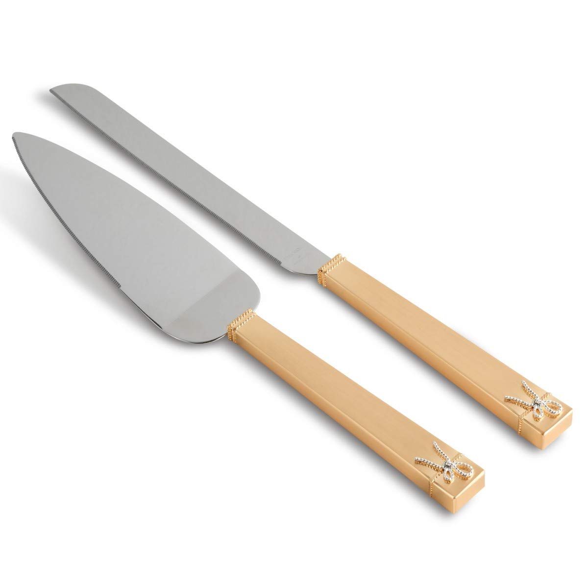 Vera Wang Love Knots Gold Personalized Wedding Cake Knife & Server Set - Custom Engraved Bridal Cake Cutting Set - Elegant Wedding Gift for Bride & Groom - Perfect for Wedding Ceremonies, Anniversaries & Romantic Celebrations
