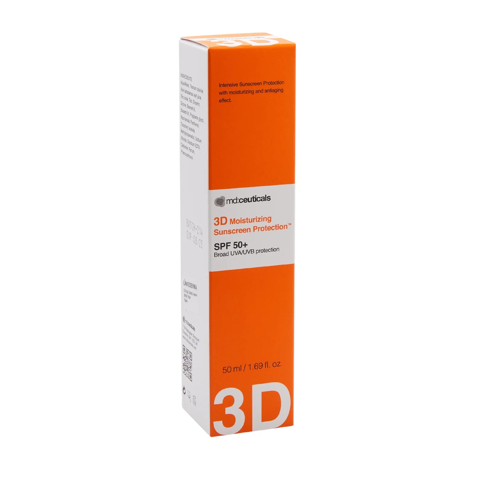 Md:Ceuticals 3D Moisturizing Sunscreen SPF50+ PA+++ 50ml - Broad Spectrum UVA/UVB Protection for Face & Body - Perfect for Daily Use, Outdoor Activities & Beach Vacations