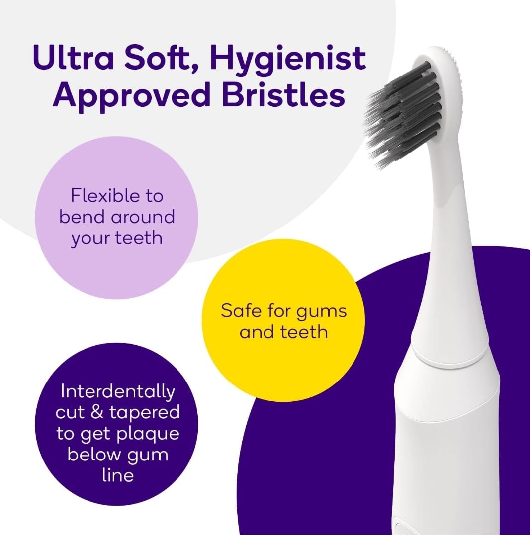 Burst Electric Toothbrush for Adults - Charcoal Black Soft Bristles, Deep Cleaning, Stain & Plaque Removal - 3 Sonic Modes: Whitening, Sensitive, Massage - Rechargeable Lavender Toothbrush - Perfect for Travel & Daily Oral Care