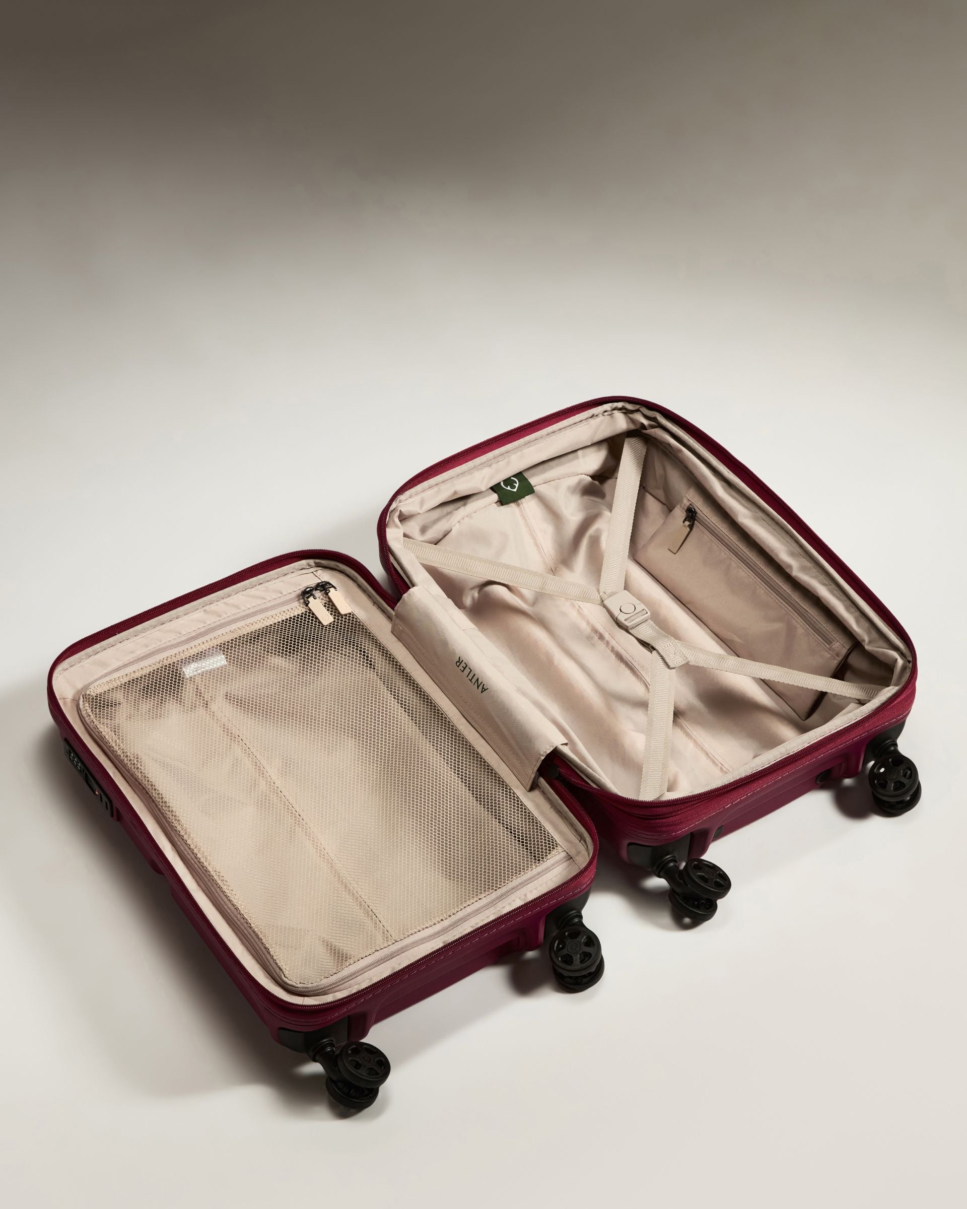 Expandable Carry on Luggage in Heather Purple with Single Stripe - Lightweight Spinner Suitcase for Air Travel, Business Trips & Weekend Getaways