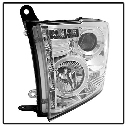 XTune LED Halo Headlights for Dodge Ram 1500 2009-2016 - Chrome/Clear Lens - High Performance Replacement Headlights for Night Driving & Off-Road Adventures