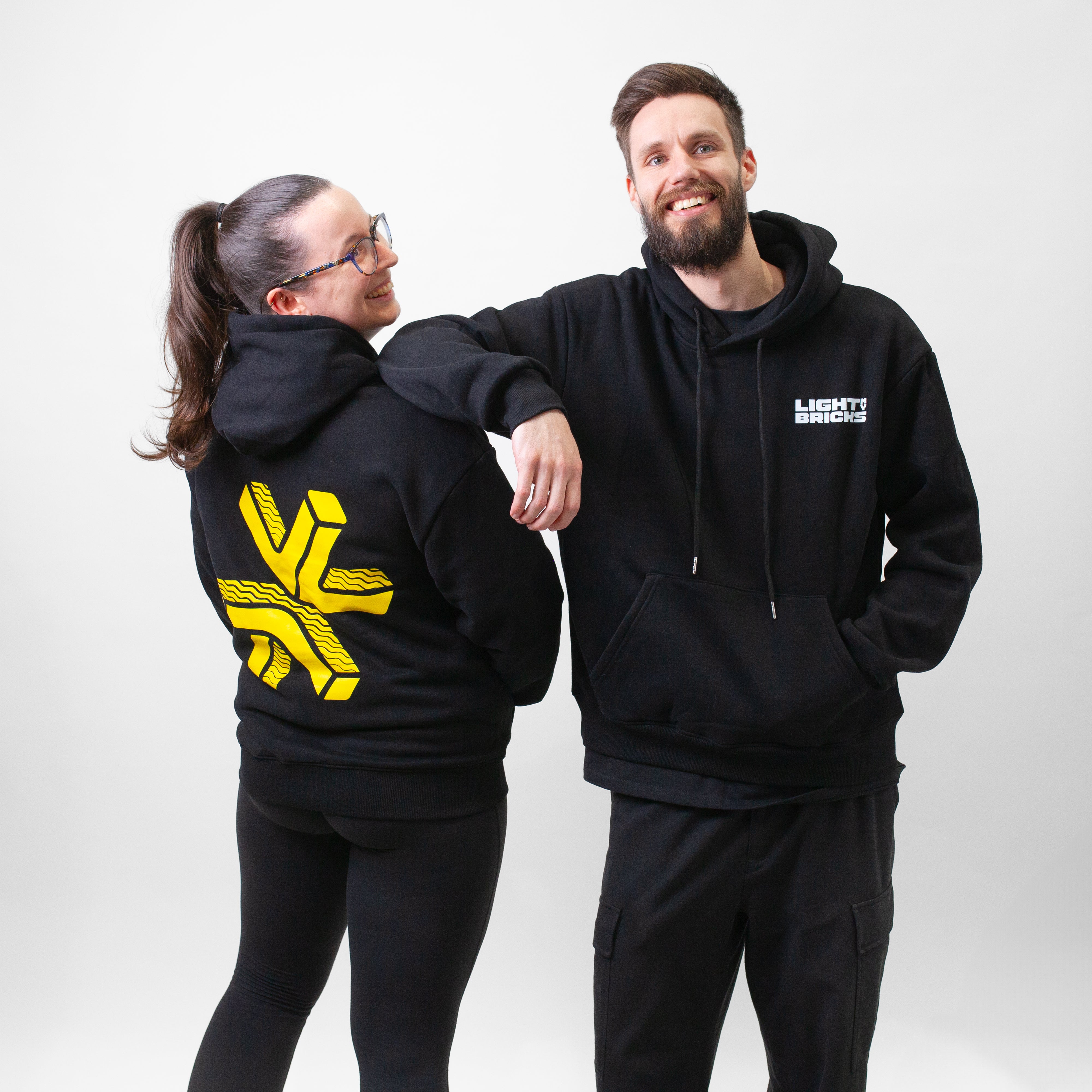 Light My Bricks™ Official Logo Hoodie - Premium Cotton Pullover for LEGO® Fans - Perfect for Casual Wear & Fan Events