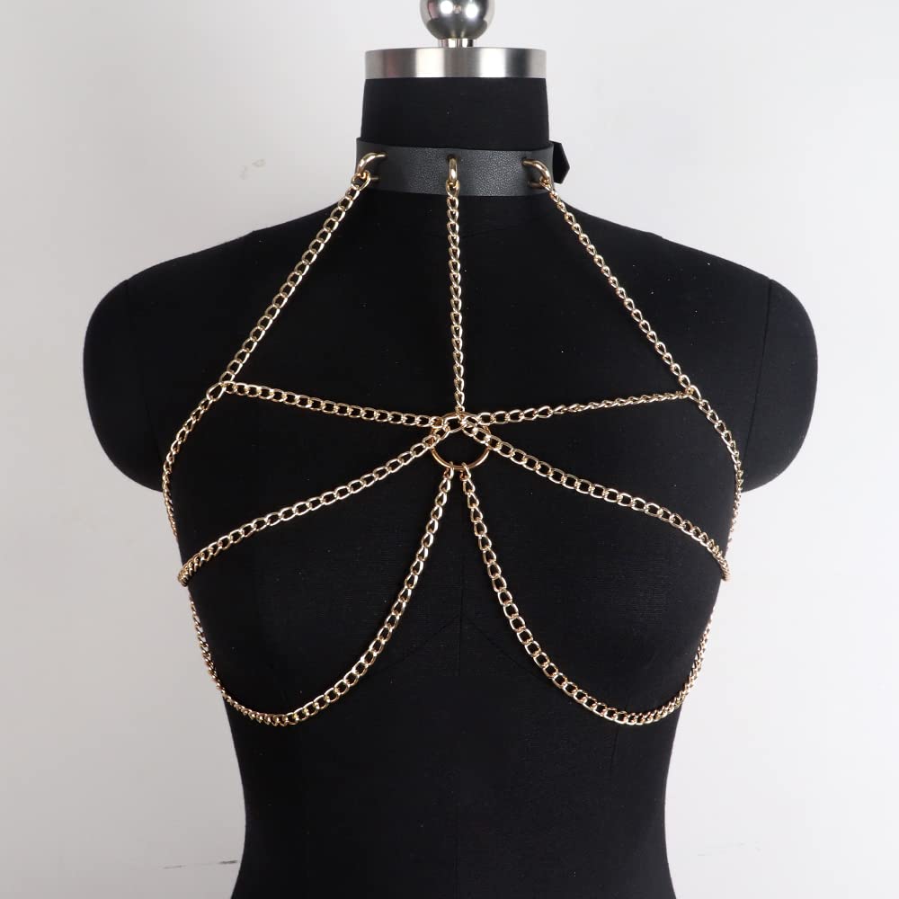 Punk Leather Body Chain Adjustable Waist Belt - Gothic Belly Chain Jewelry for Women & Girls - Perfect for Rave, Nightclub, Party & Festival Accessories