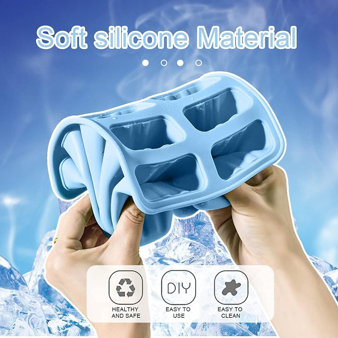 6-Piece Silicone Popsicle Molds with Sticks - BPA Free, Reusable & Easy Release Ice Pop Maker for Homemade Treats (Blue) - Perfect for Summer Snacks, Kids Parties & Healthy Frozen Desserts