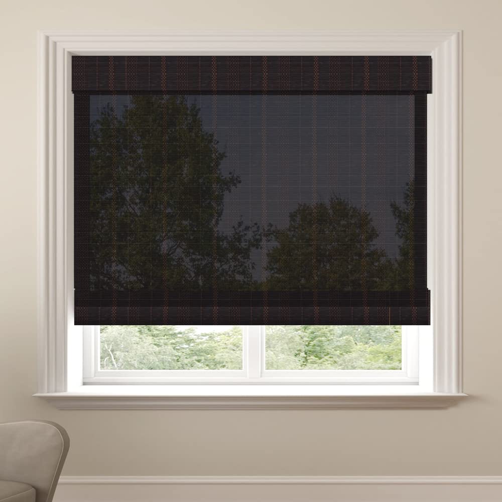 Custom Wood Roman Shades - Cordless Bamboo Lined Blackout Window Blinds for Home & Office (Black Coffee) | Perfect for Living Room, Bedroom, and Privacy Protection