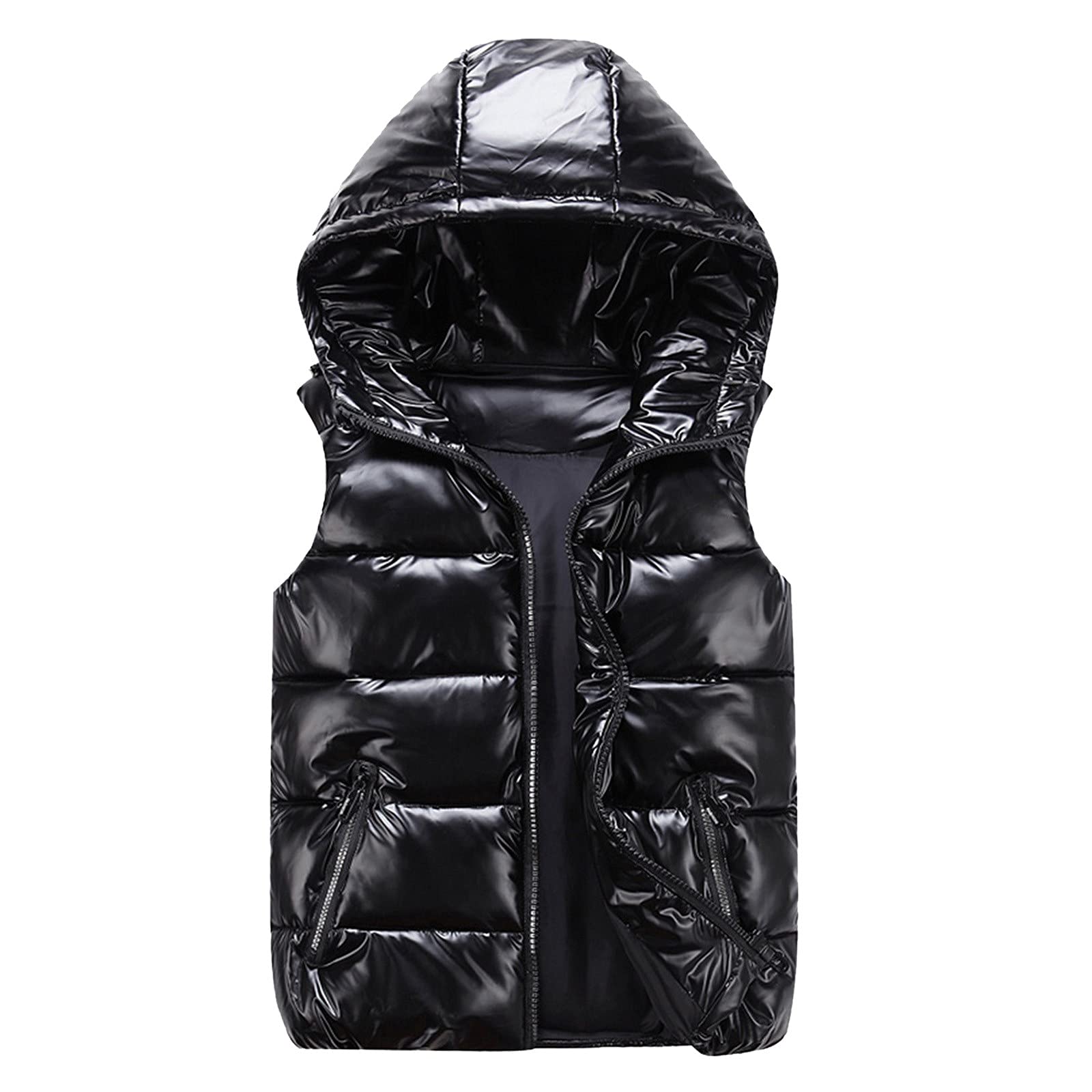 Unisex Casual Solid Color Vest Coat with Zipper Pockets - Loose Sleeveless Hooded Jacket for Men & Women | Perfect for Outdoor Hiking, Travel & Streetwear Fashion