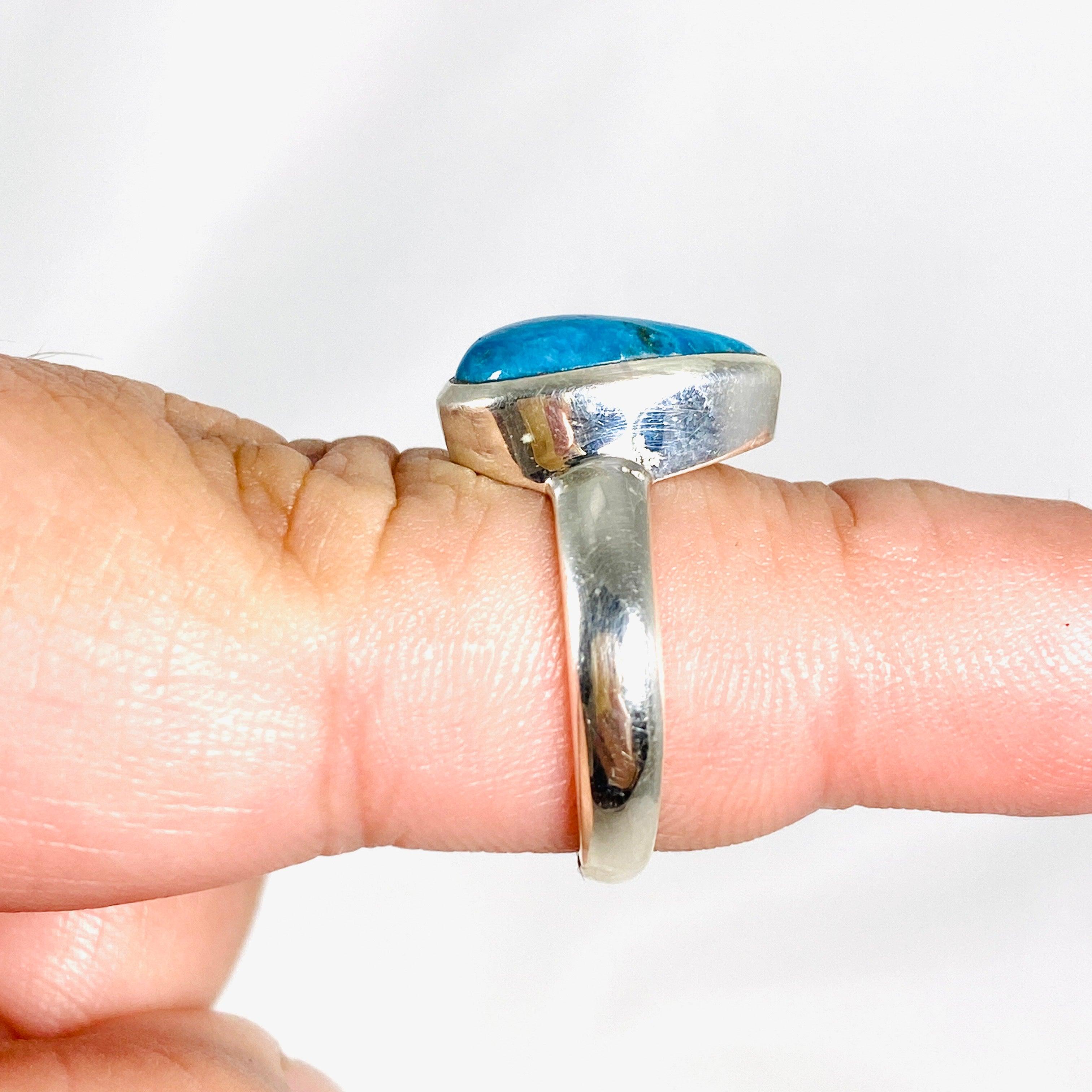 Natural Cavansite Teardrop Ring for Women - Size 7.5 - Unique Blue Crystal Jewelry - Perfect for Gift Giving & Special Occasions
