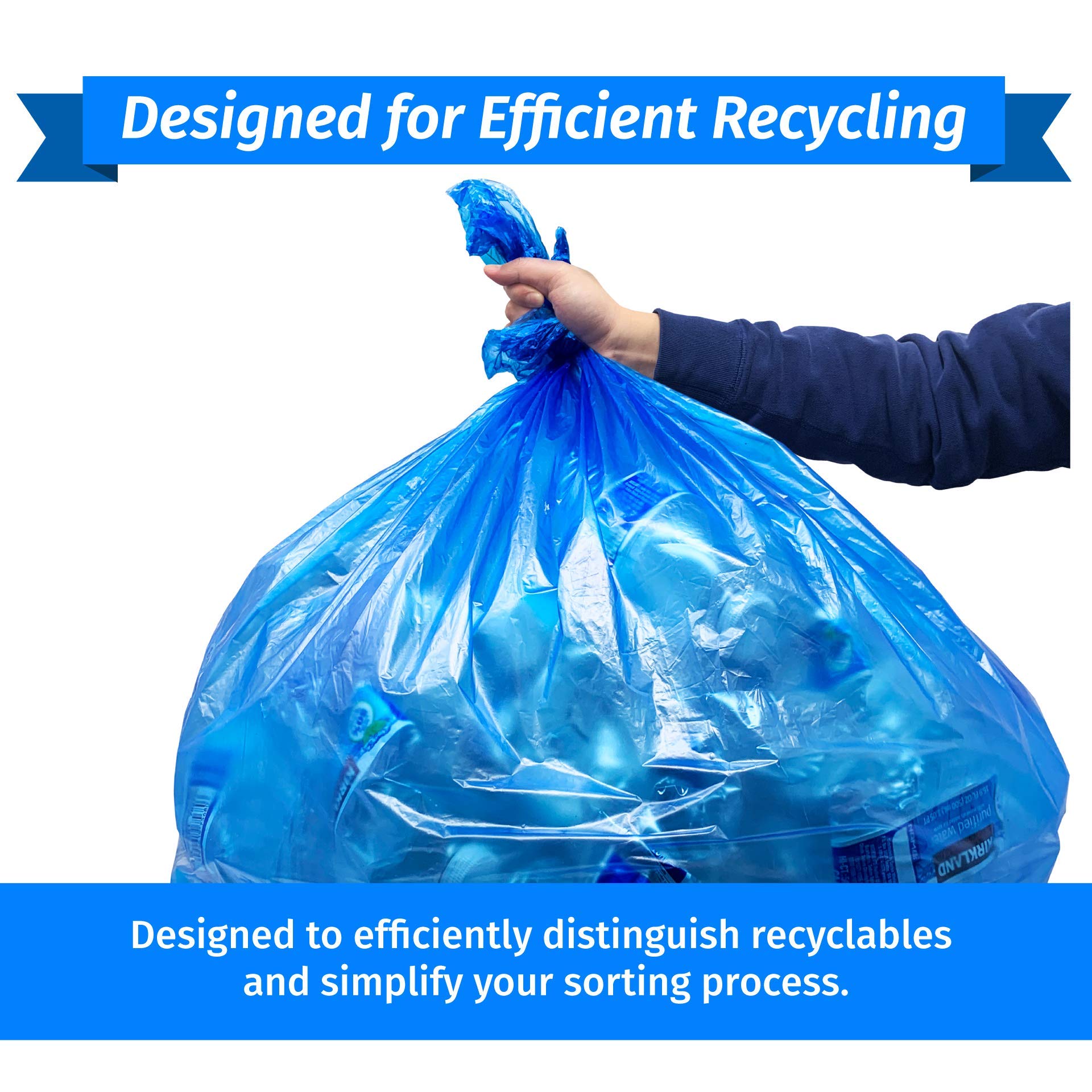 Reliable SuperValue 55-60 Gallon Heavy Duty Recycling Bags | 75 Count | Blue Trash Bags | Made in USA | Perfect for Home, Office & Commercial Waste Disposal