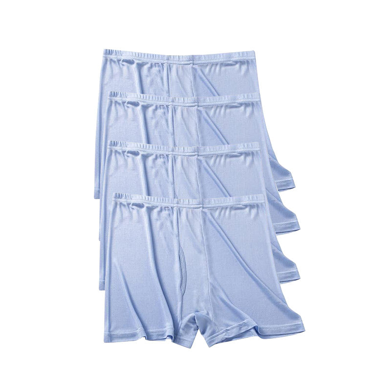 Premium Soft Silk Knitted Boxer Shorts for Men - 4 Pack | Breathable & Comfortable Underwear for Sleep, Lounge & Everyday Wear