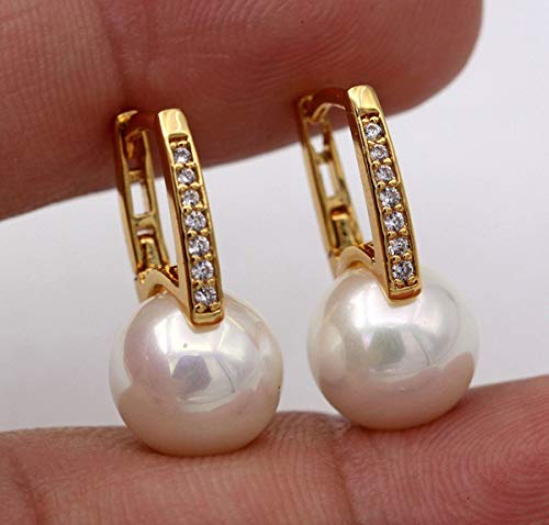 18K Rose Gold Plated 925 Sterling Silver Simulated Pearl Drop Earrings for Women - Elegant Leverback Dangle Studs with CZ Diamonds | Perfect for Weddings, Parties & Formal Occasions