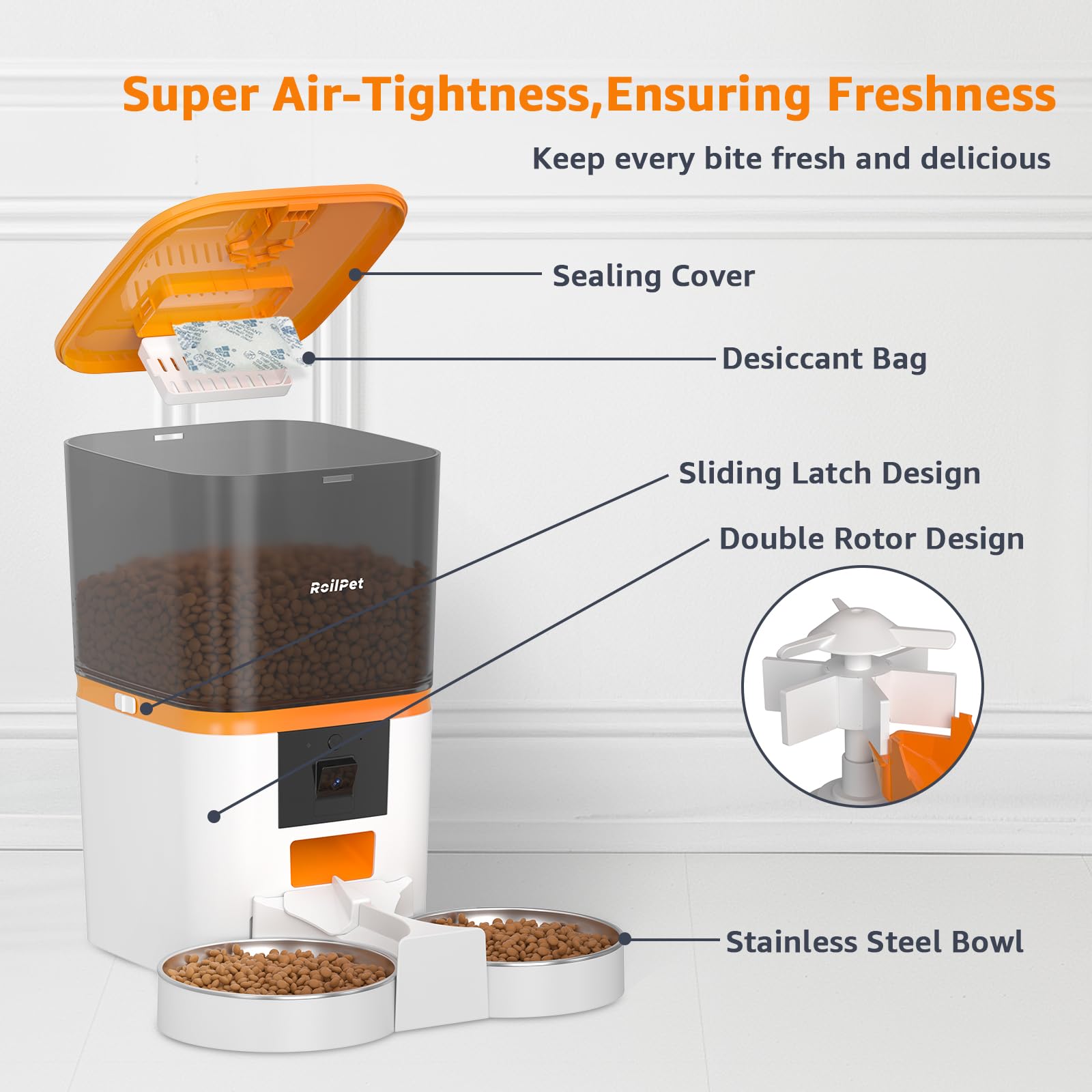 Smart Automatic Cat Feeder with Adjustable Camera - 6L Capacity, 5G WiFi, 1080P HD Video & Night Vision for 2 Cats | 2-Way Audio, Food Blockage & Motion Alerts | Perfect for Pet Owners Who Travel or Work Long Hours