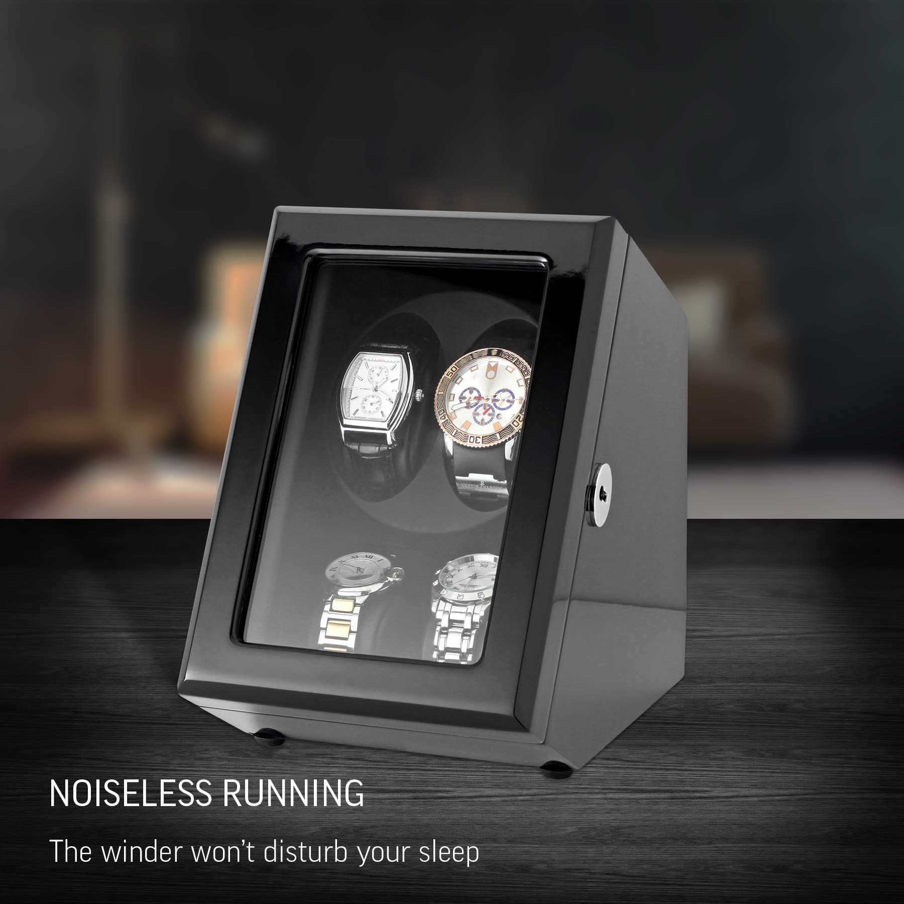 Premium Double Watch Winder for Automatic Watches - 2 Storage Slots with Quiet Motor & Battery/USB Power Options | Perfect for Watch Collectors & Travel Enthusiasts