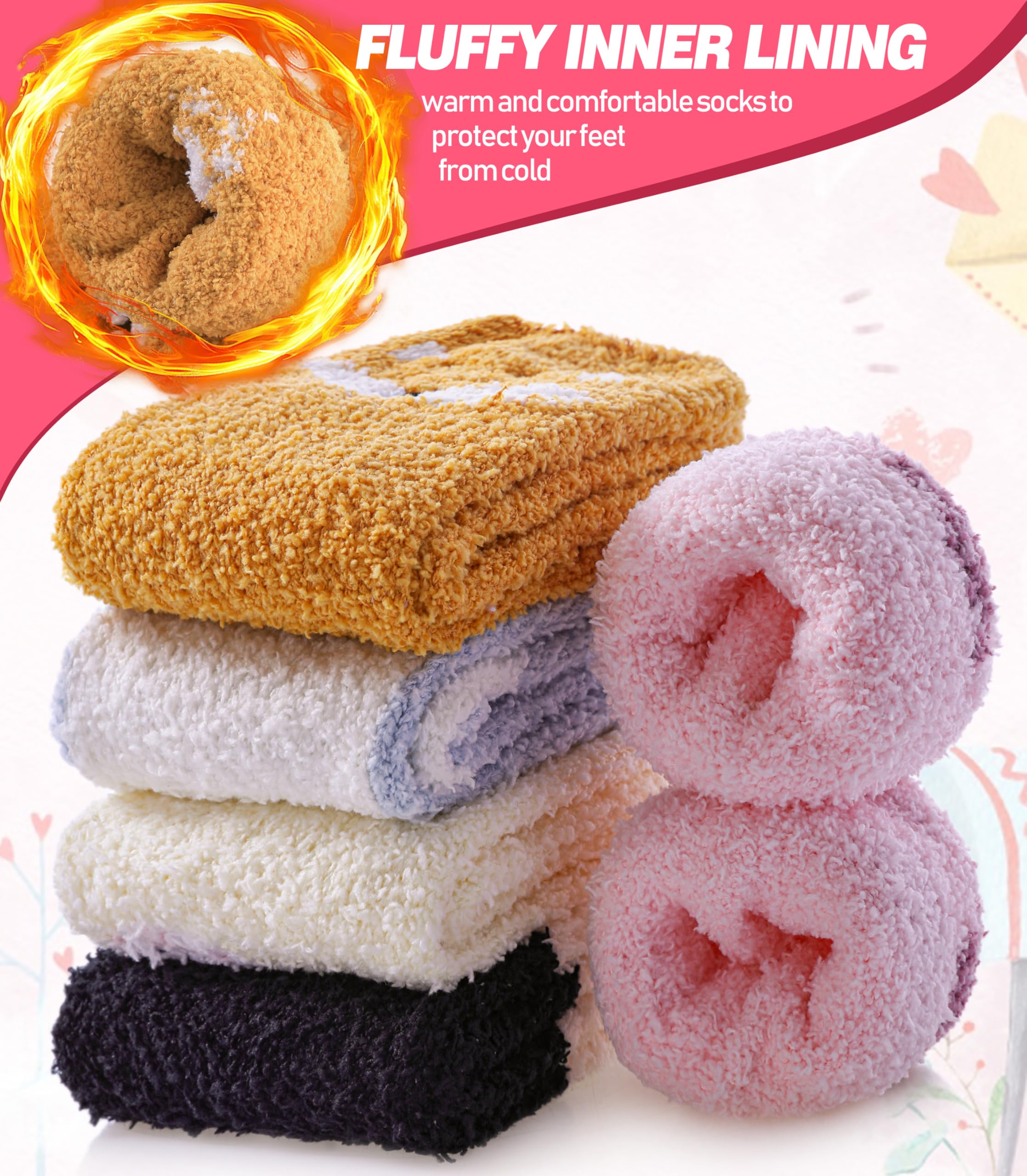 Cozy Fuzzy Socks for Women - Soft Fluffy Winter Warm Slippers with Animal Designs - Perfect for Home, Sleeping & Lounge Wear