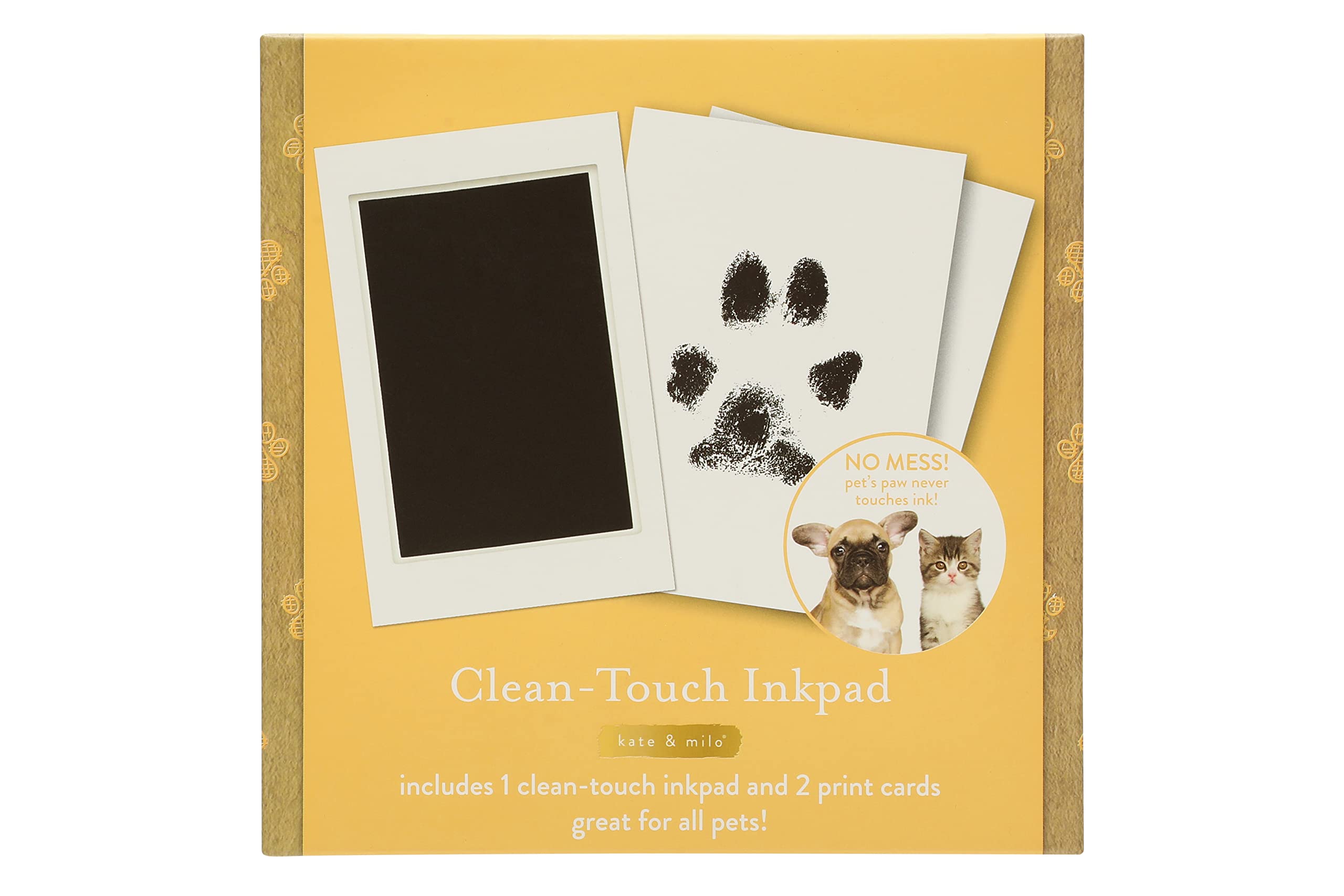 Kate & Milo Clean Touch Ink Pad for Dogs & Cats - No Touch Paw Print Kit with Black Ink & 2 Impression Cards | Pet Keepsake, DIY Pawprint Maker for Pet Memorials, Adoption Days & Family Crafts