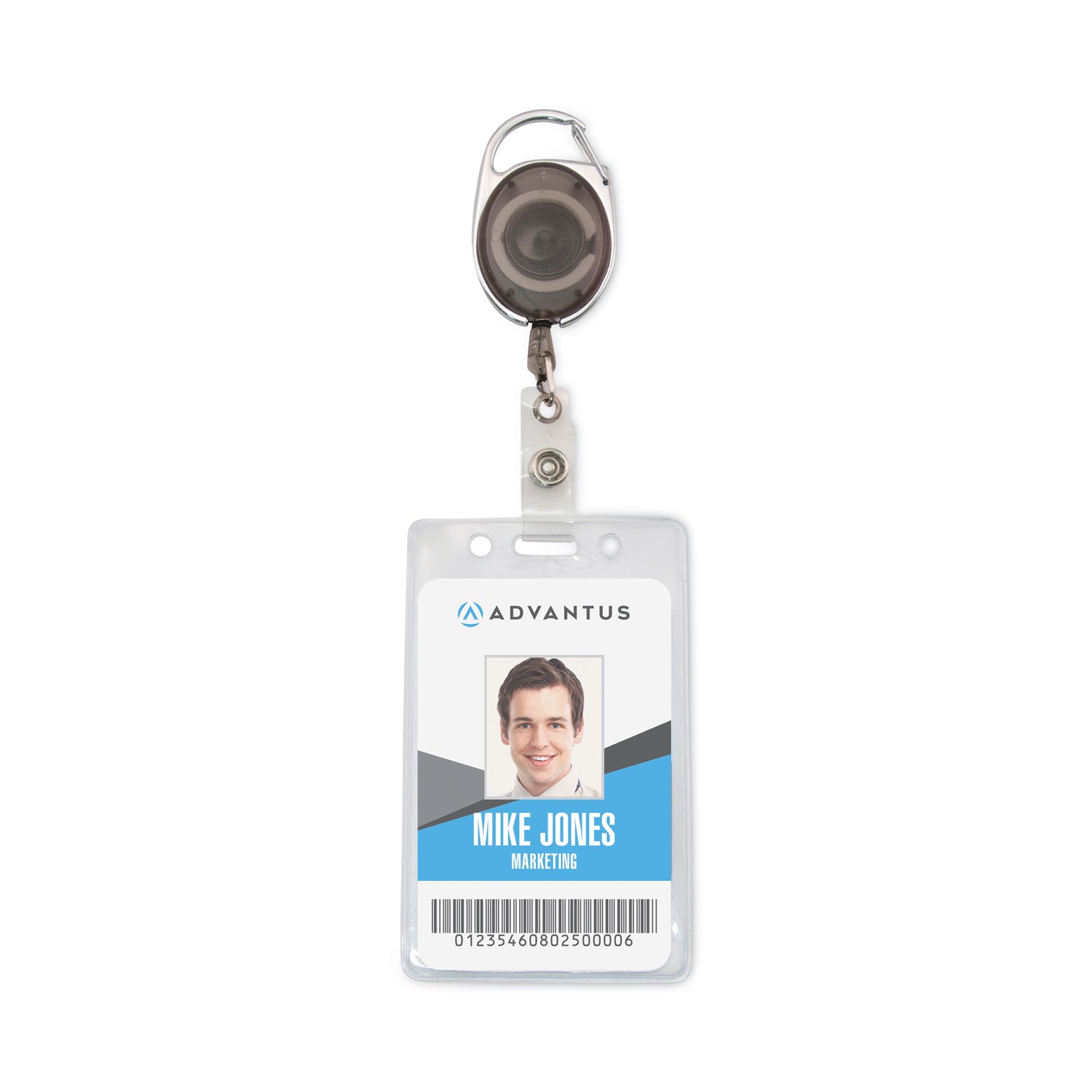 Advantus Retractable ID Badge Holder with Carabiner Clip - 30 Inch Extension, Smoke Color (Pack of 12) - Perfect for Office, Security, Events & Conventions