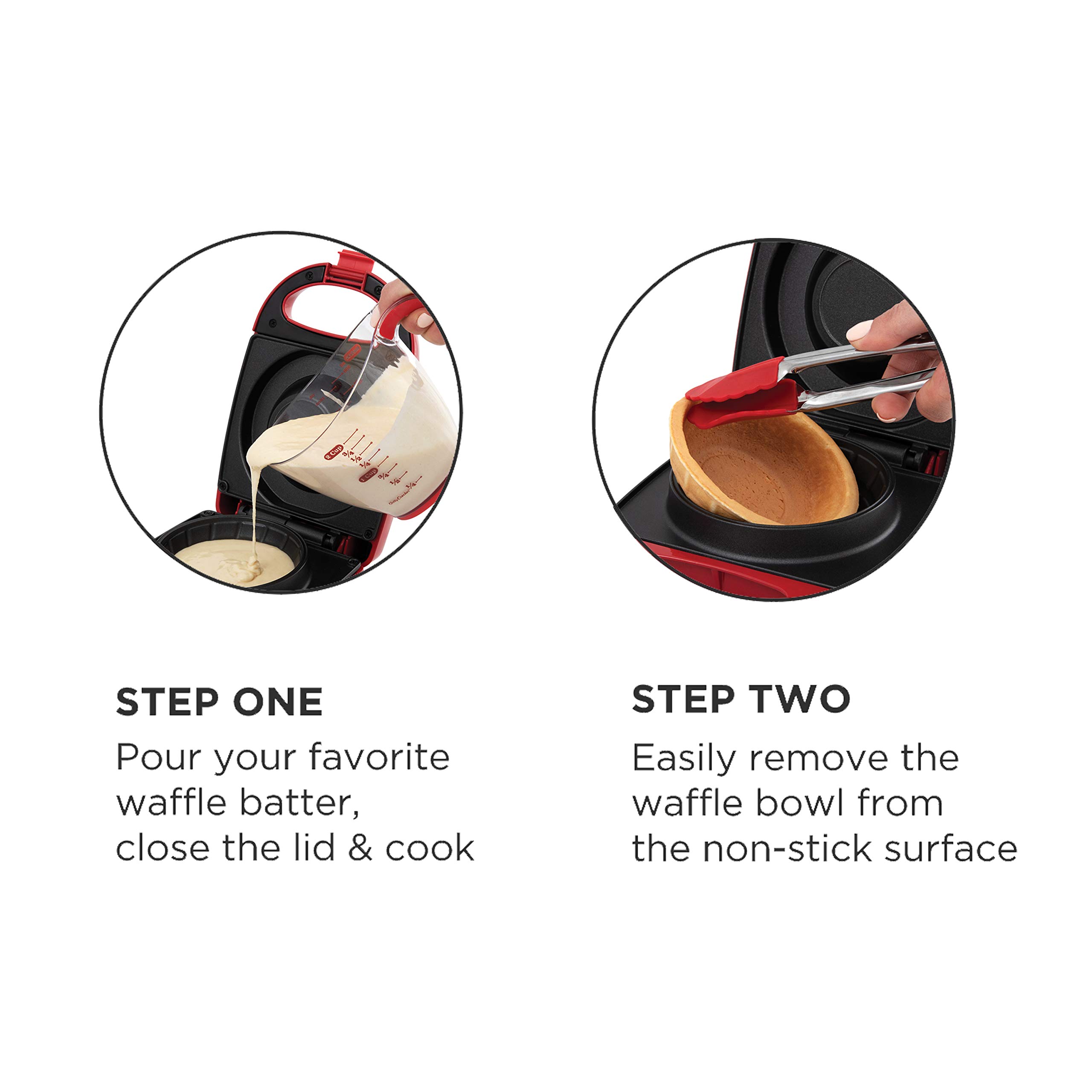 Salton WM1907 Red Bowl Waffle Maker - Perfect for Breakfast, Brunch & Family Gatherings