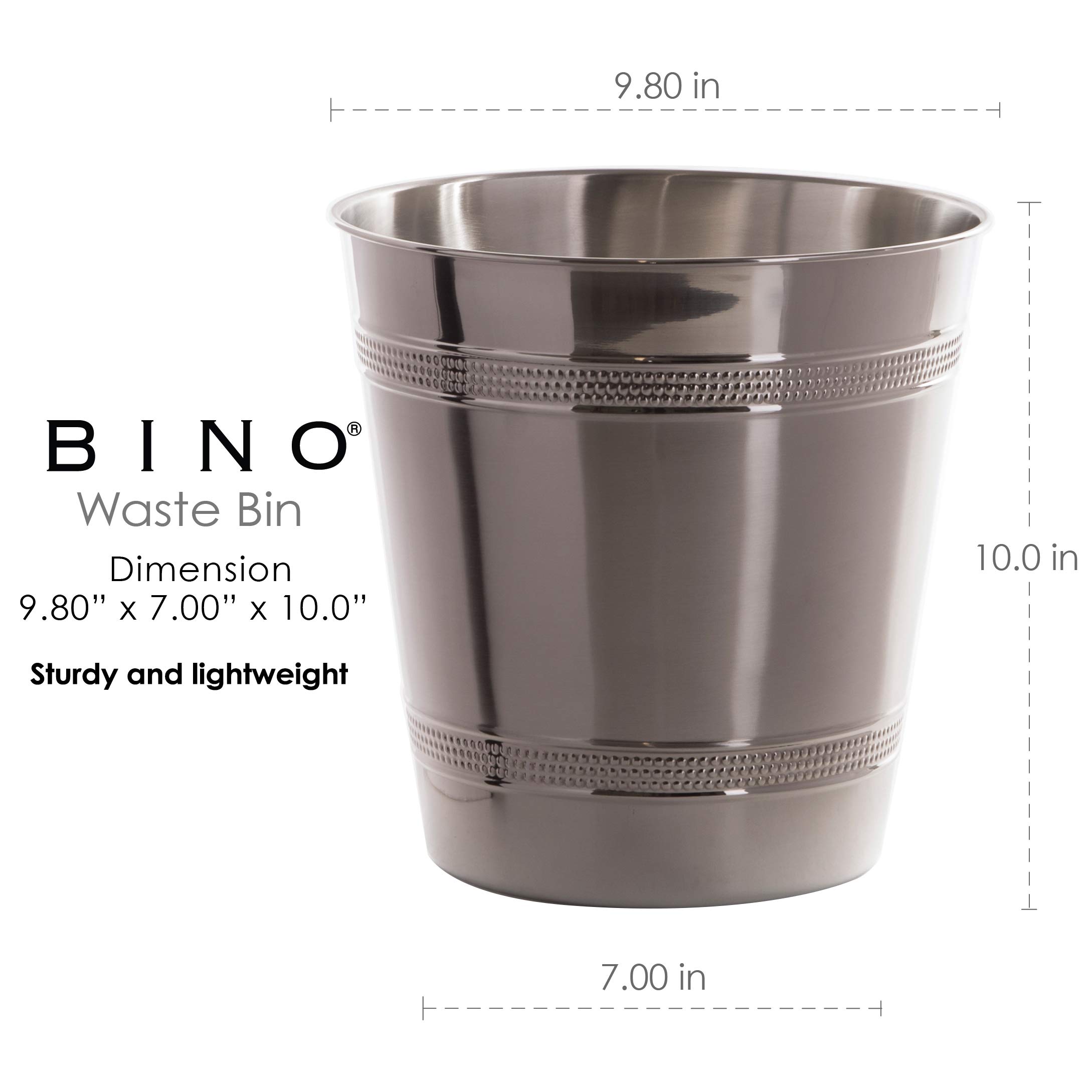 BINO Hammered Stripe Metal Waste Basket - 5L Small Trash Can for Home, Office, Bathroom, Dorm & Kitchen | Space-Saving Desk & Bedroom Garbage Bin | Perfect for Waste Disposal in Living Rooms, Home Offices & College Dorms