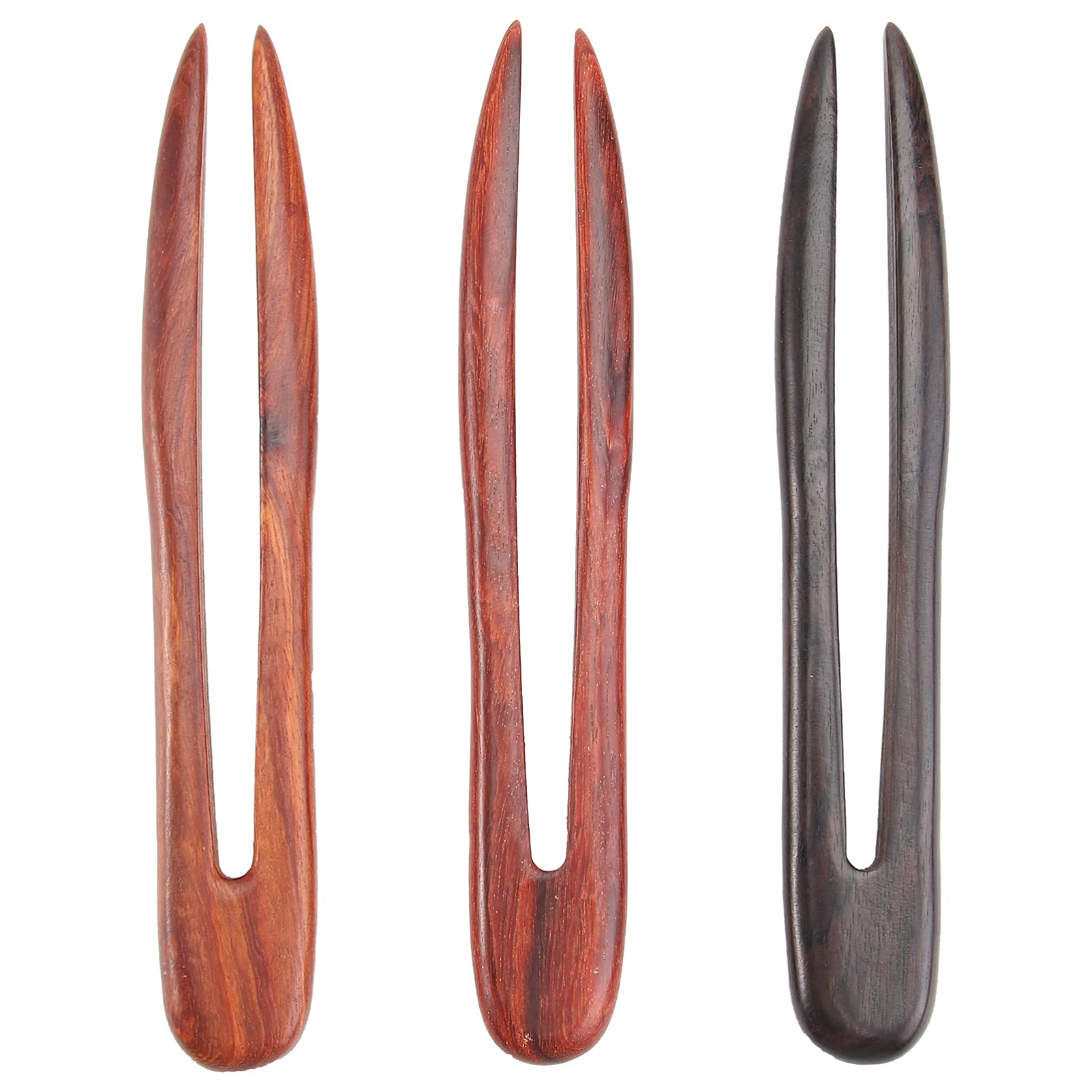 Lurrose 3pcs Wooden Hair Forks - U Shaped Hair Pins with 2 Prongs for Updo & Chignon - Vintage Hair Sticks for Women (Random Colors) | Perfect for Weddings, Prom & Everyday Elegant Hairstyles